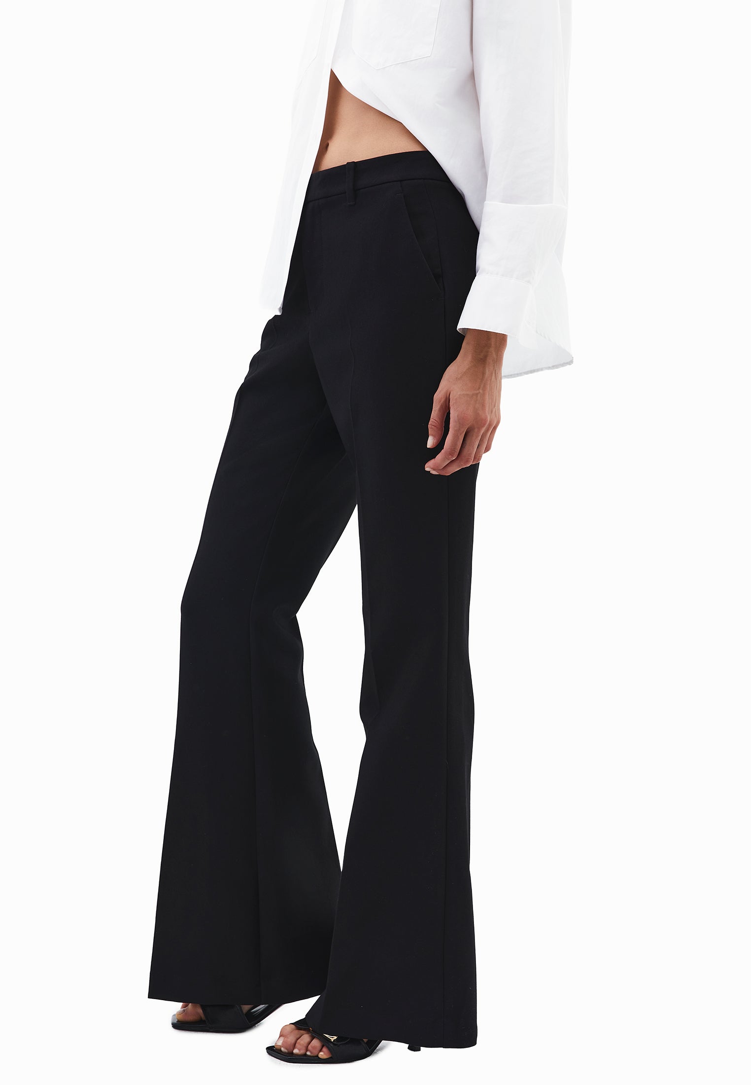 Spanish flare high waist pants - BLACK
