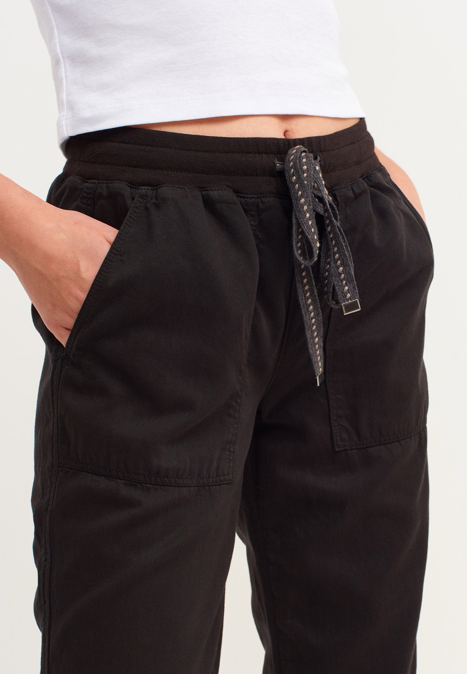 Relaxed tencel jogger pants - BLACK
