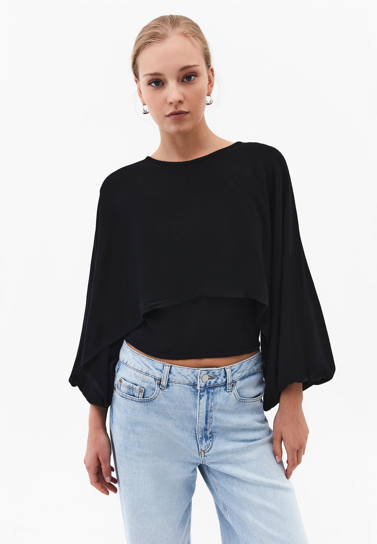 Balloon Sleeve Sweater - BLACK
