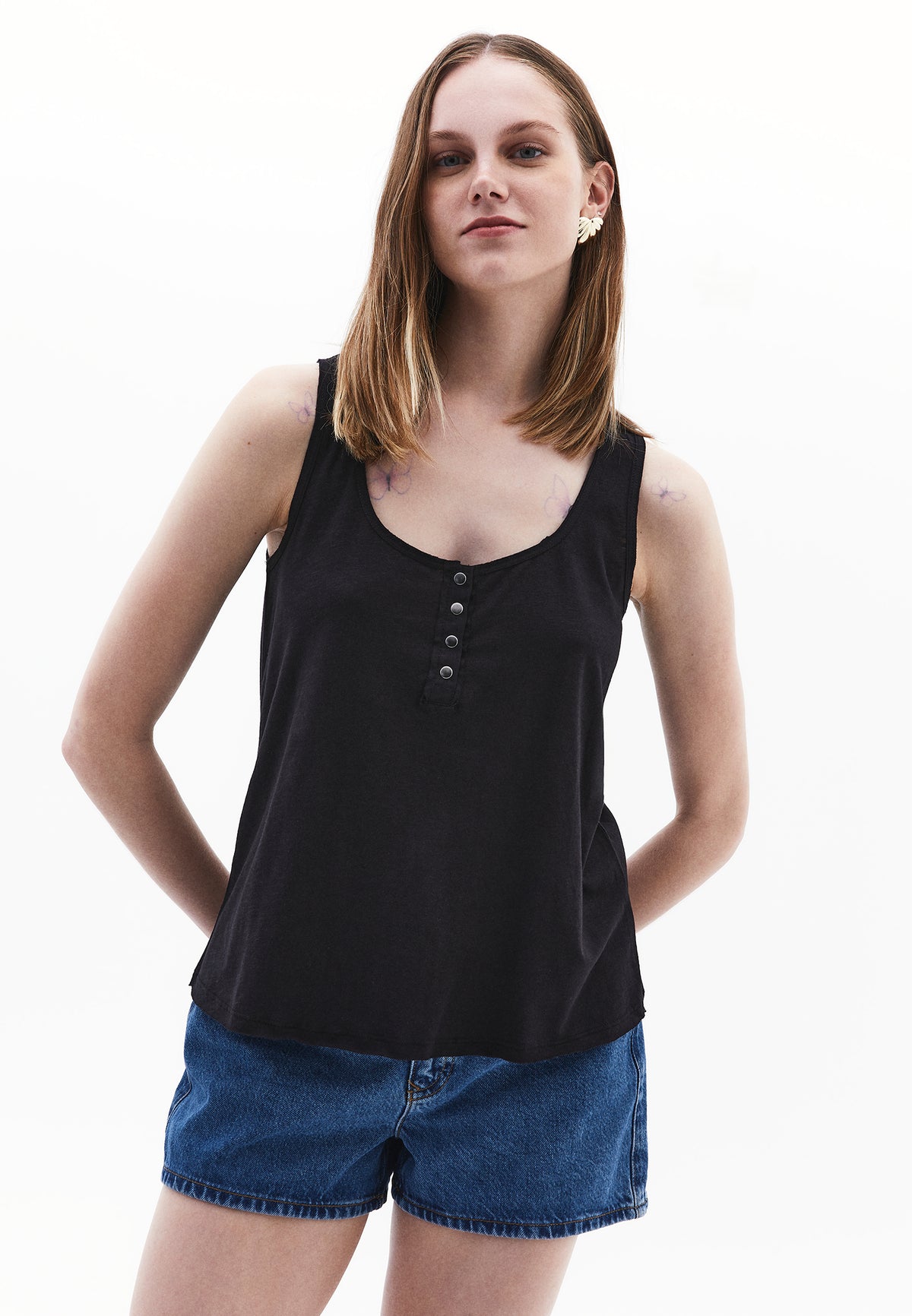 Tank Top With Modal Content - Black