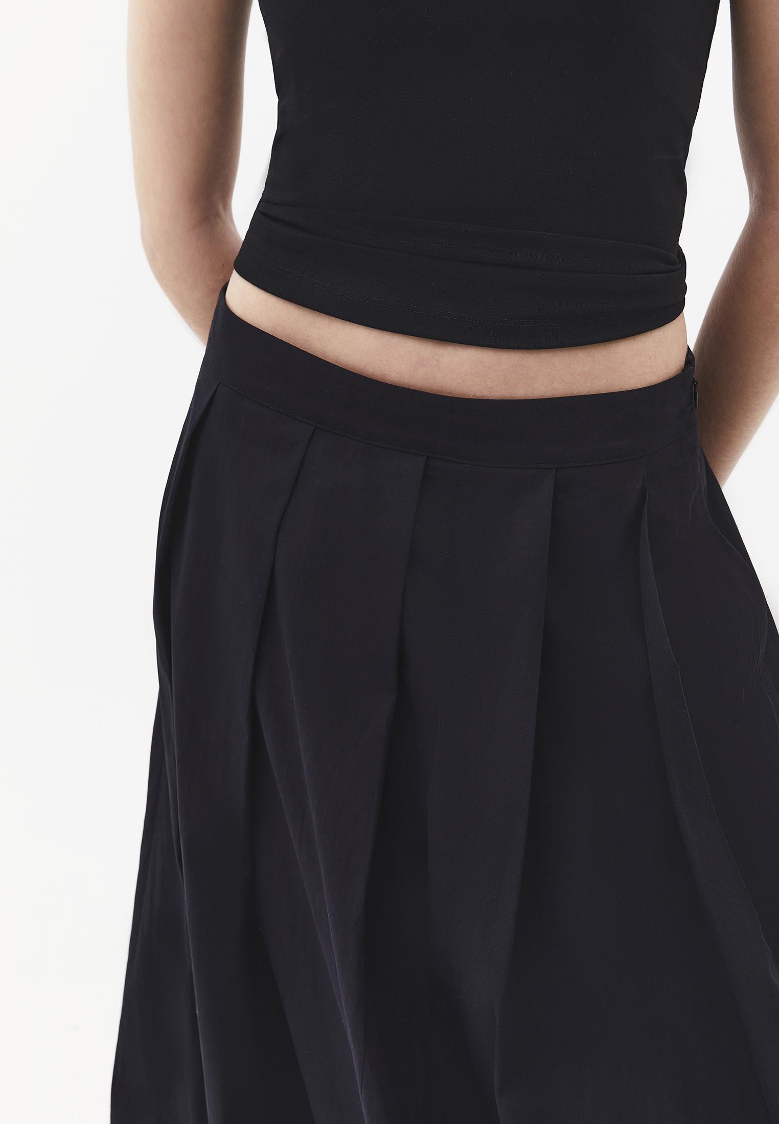 Balloon Form Long Skirt - BLACK
