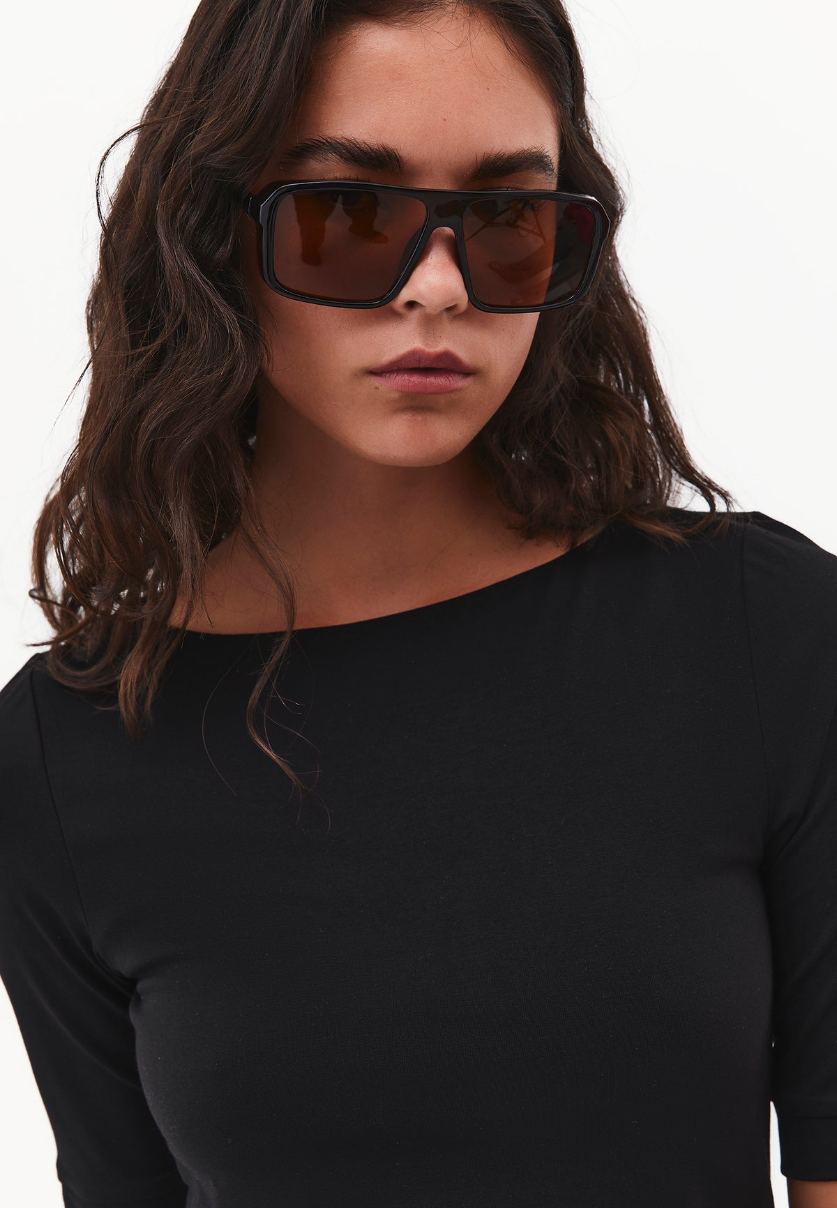 Boat Neck Half Sleeve Bodycon T-Shirt - Black