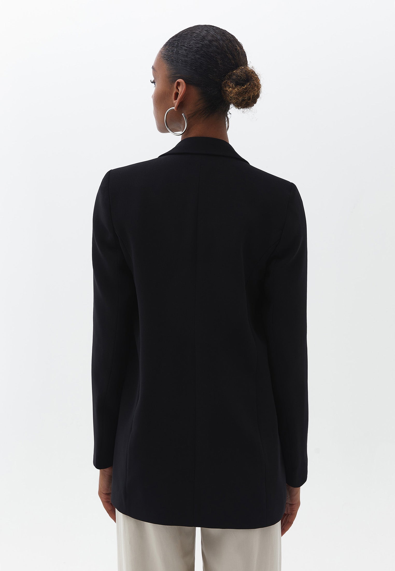 LONG SLEEVE DRAPED JACKET - BLACK