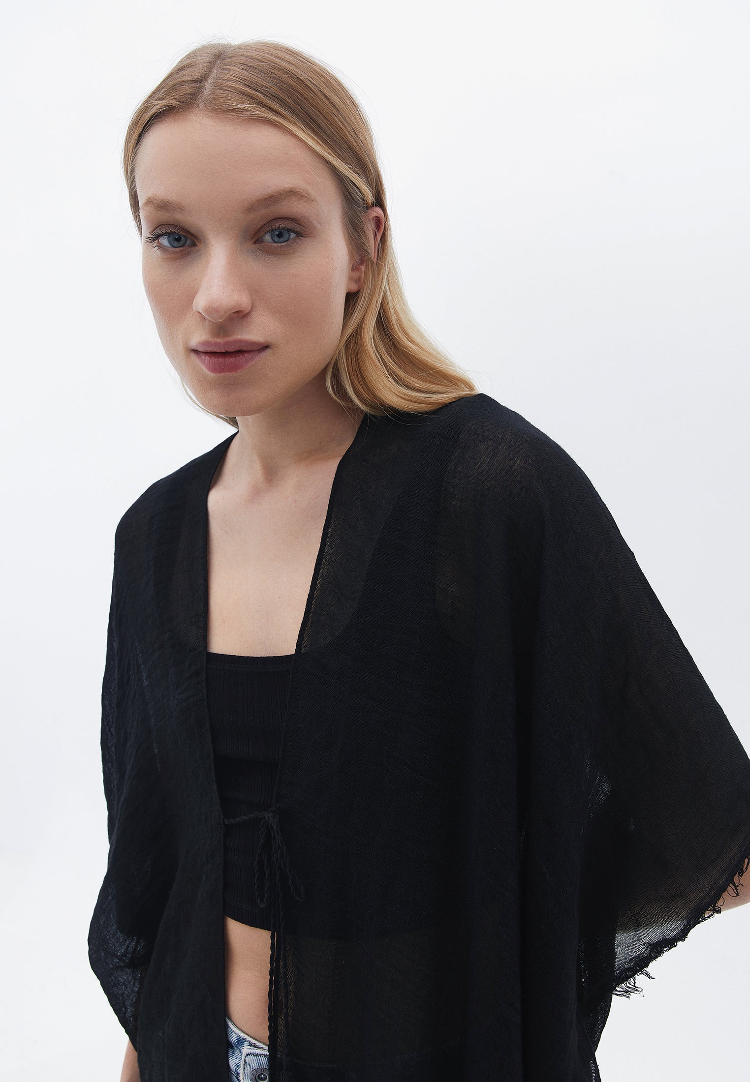 Kimono style scarf - BLACK