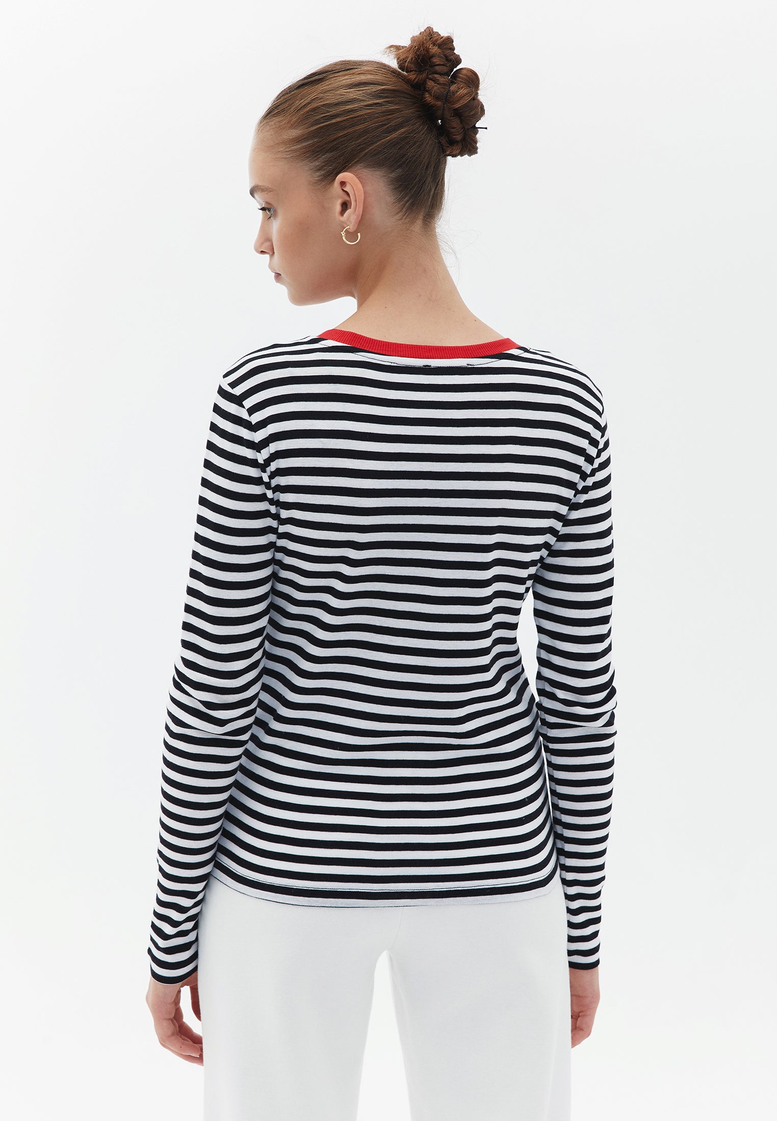 Long sleeve ribbed t-shirt - WHITE/BLACK