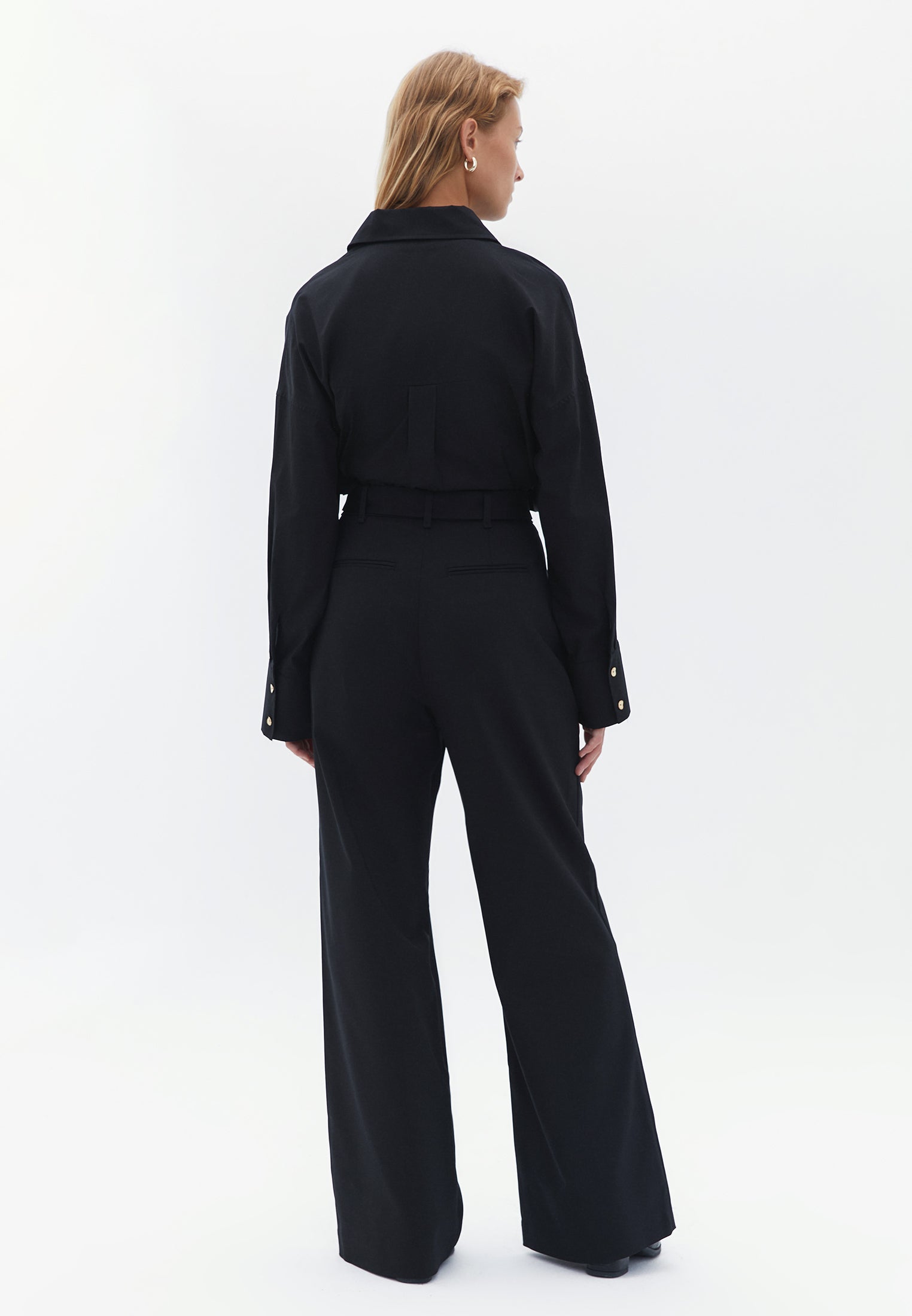 High waisted pants - BLACK