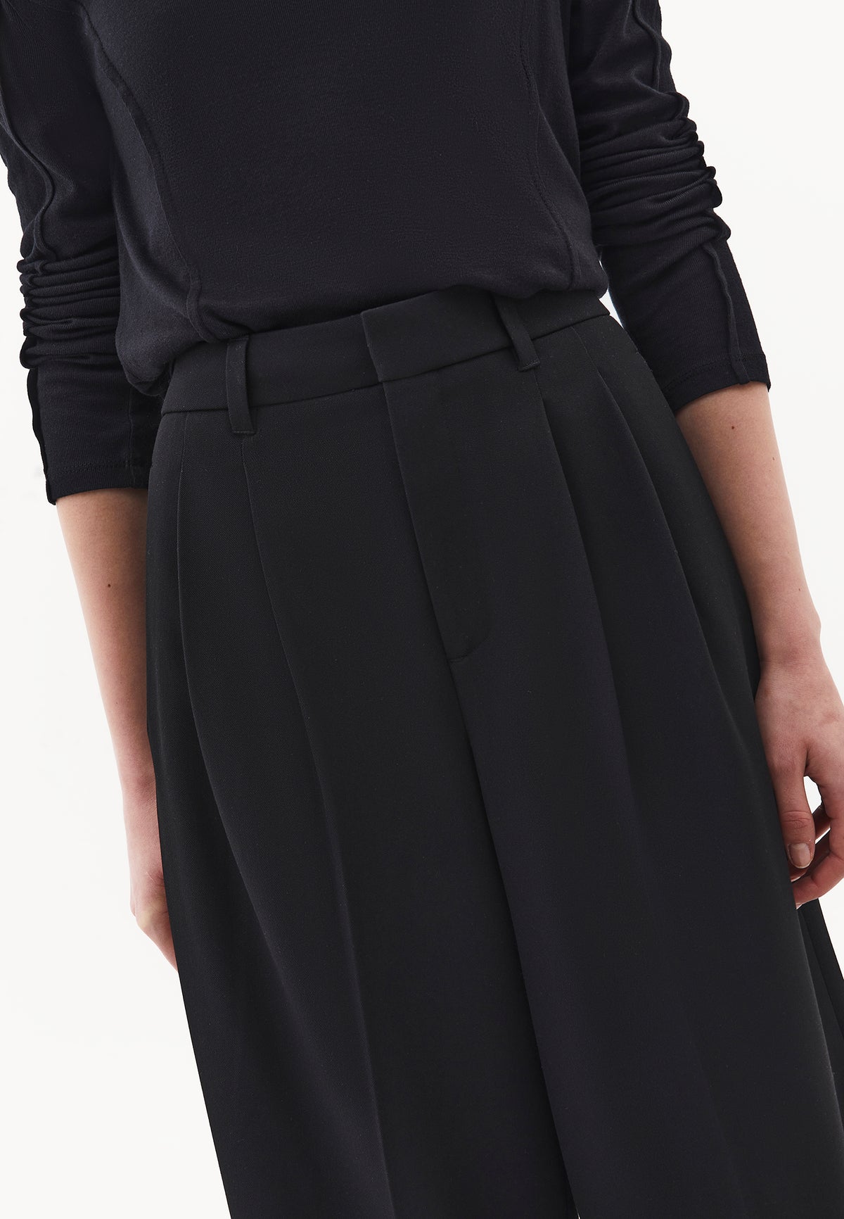 Pleated Wide Leg Pants - Black
