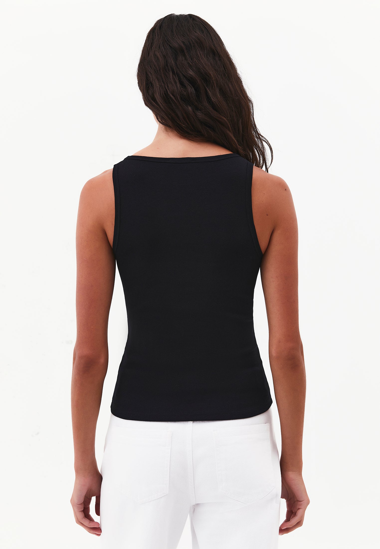 Sleeveless Bodycon Tank Top with Square Neckline - BLACK