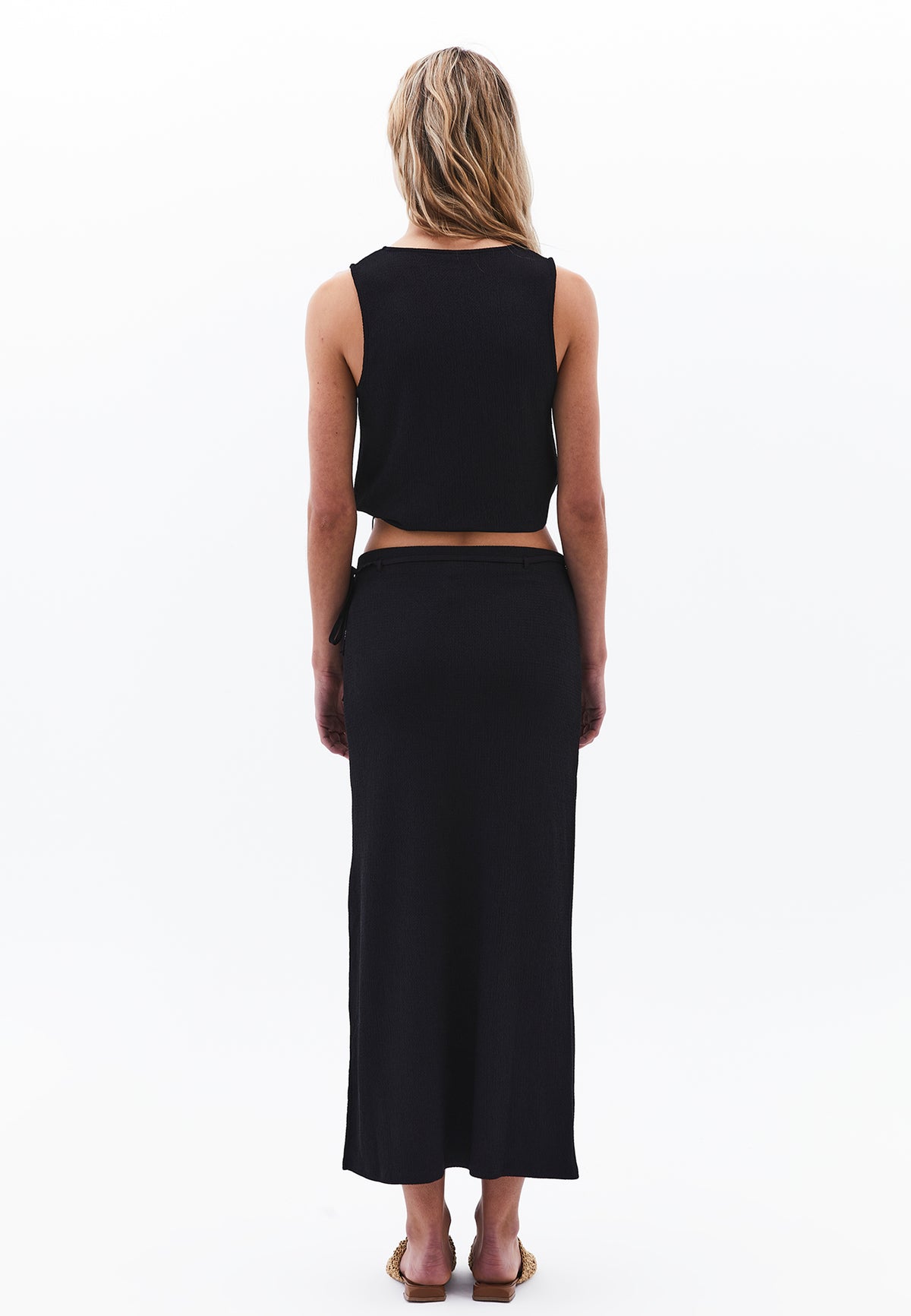 High Waist Slit Detailed Maxi Skirt - Black
