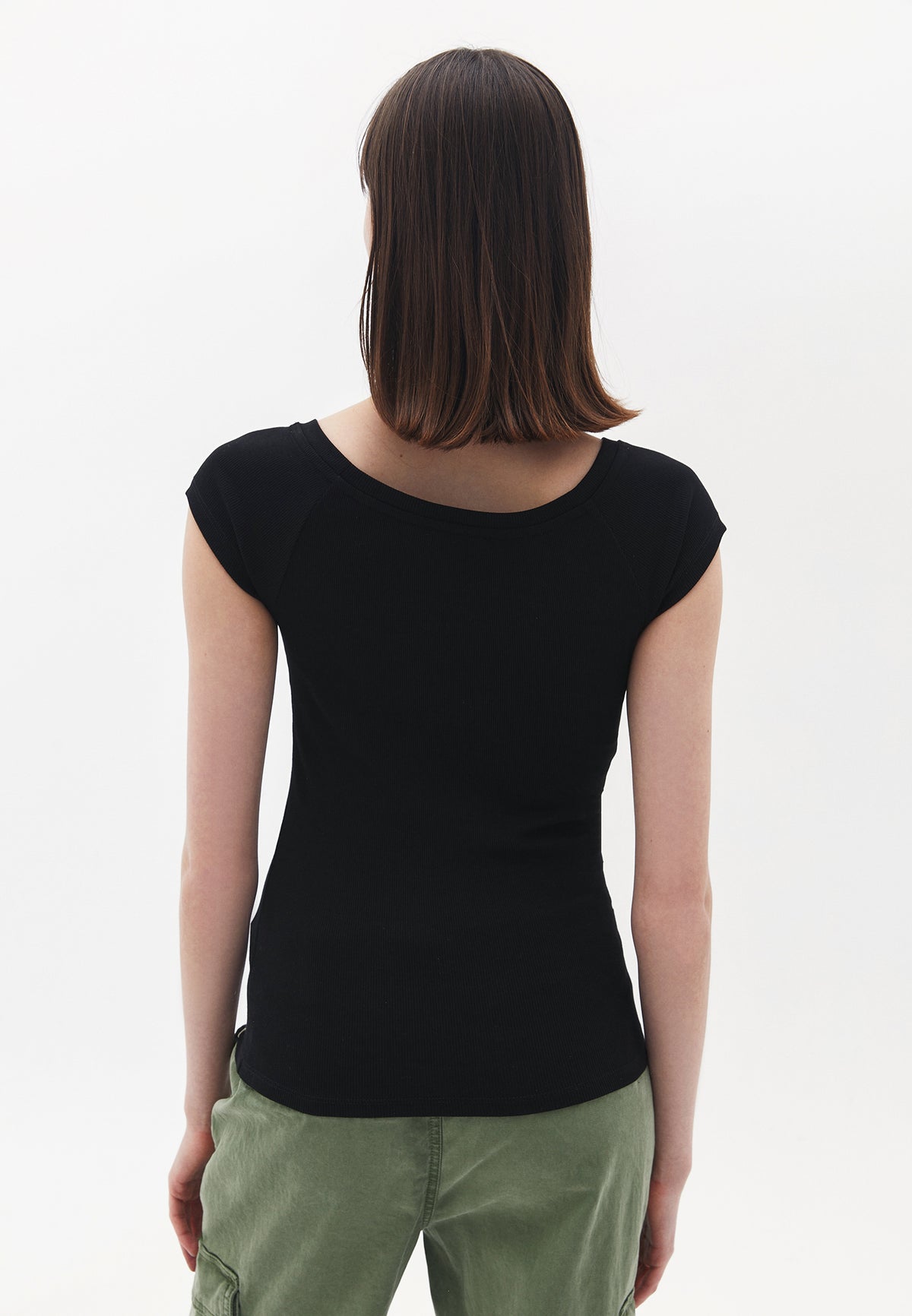 Boat Neck T-Shirt - BLACK