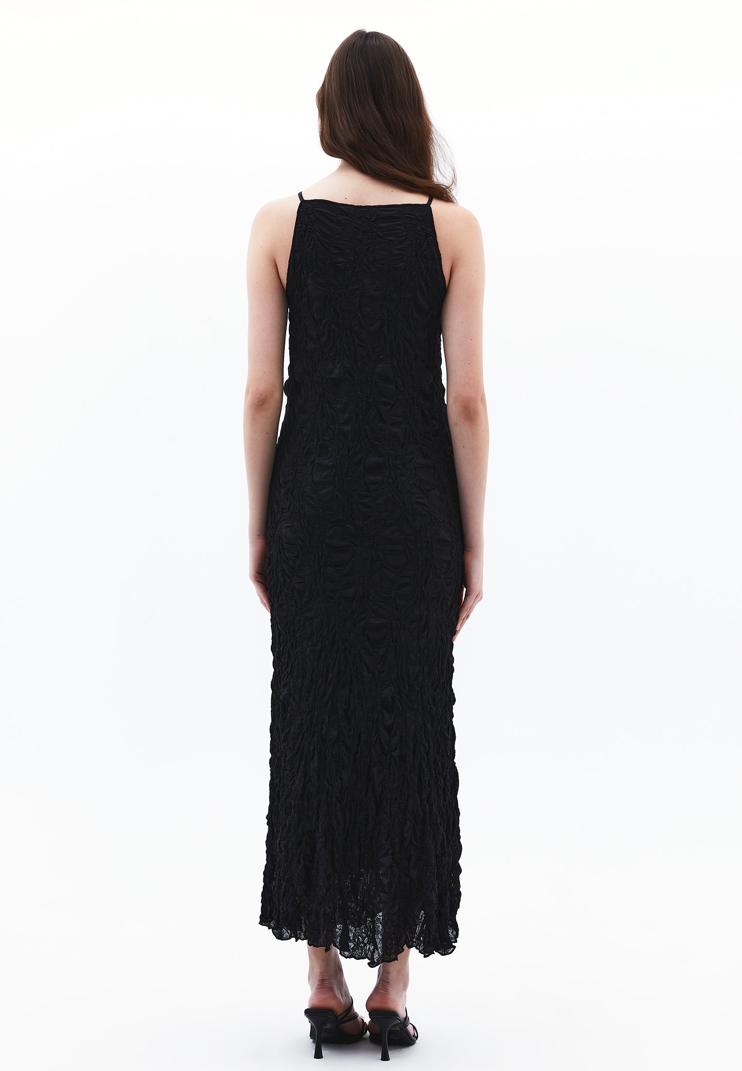 LACED LONG DRESS - BLACK