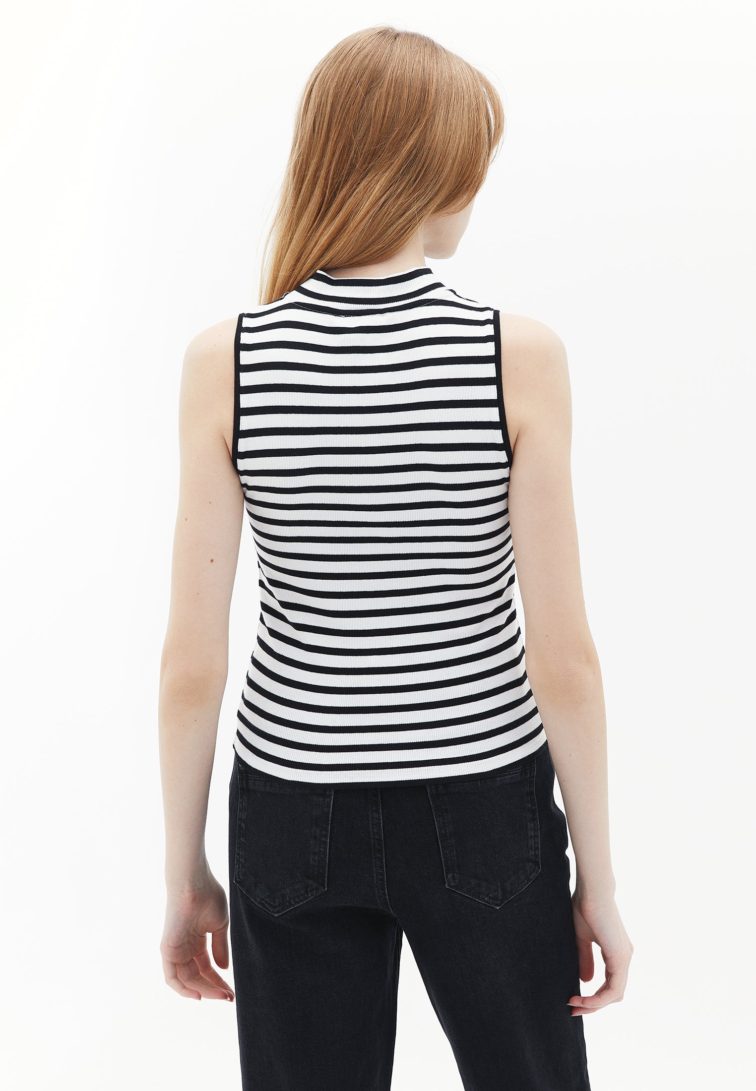 High neck bodycon tank - WHITE/BLACK