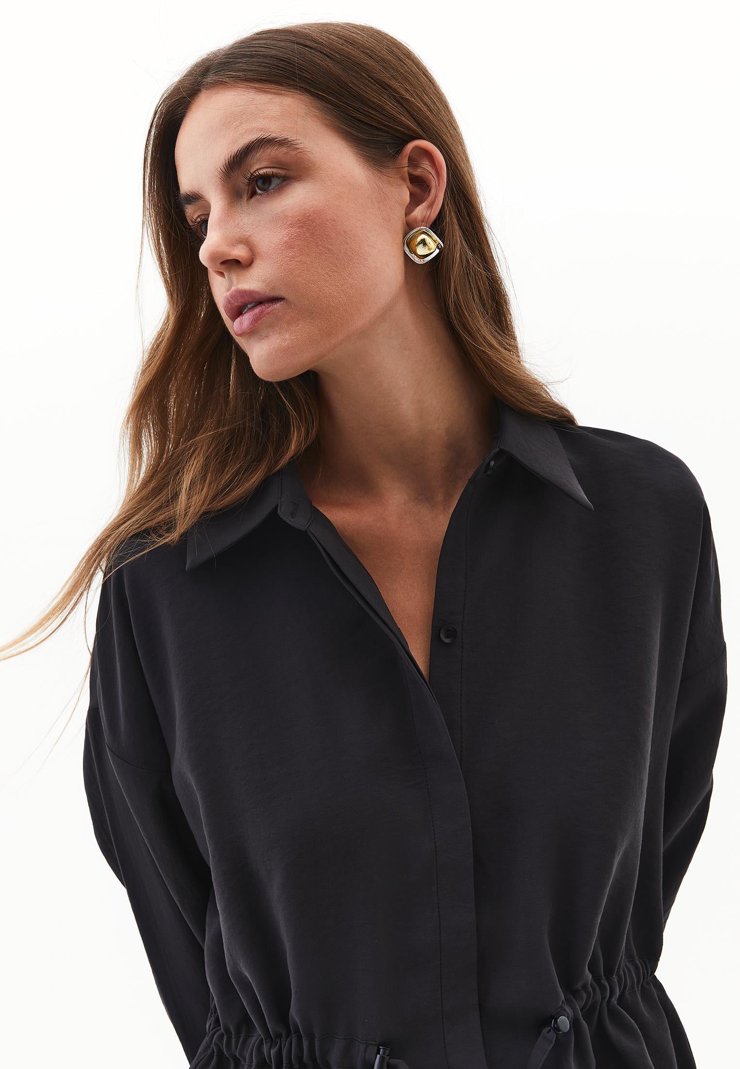Oversize Tunic Shirt - BLACK