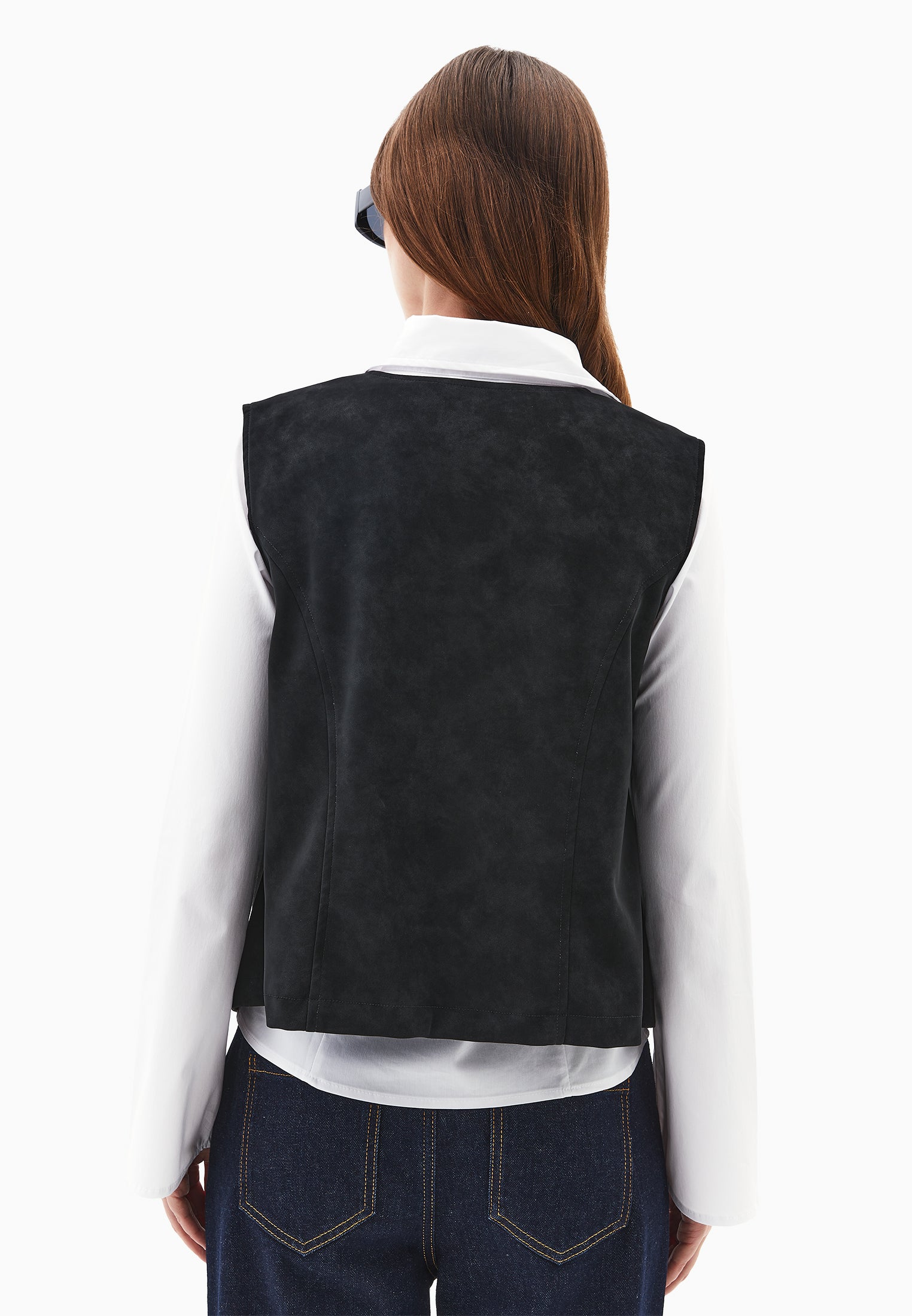 TIE SUEDE VEST - BLACK