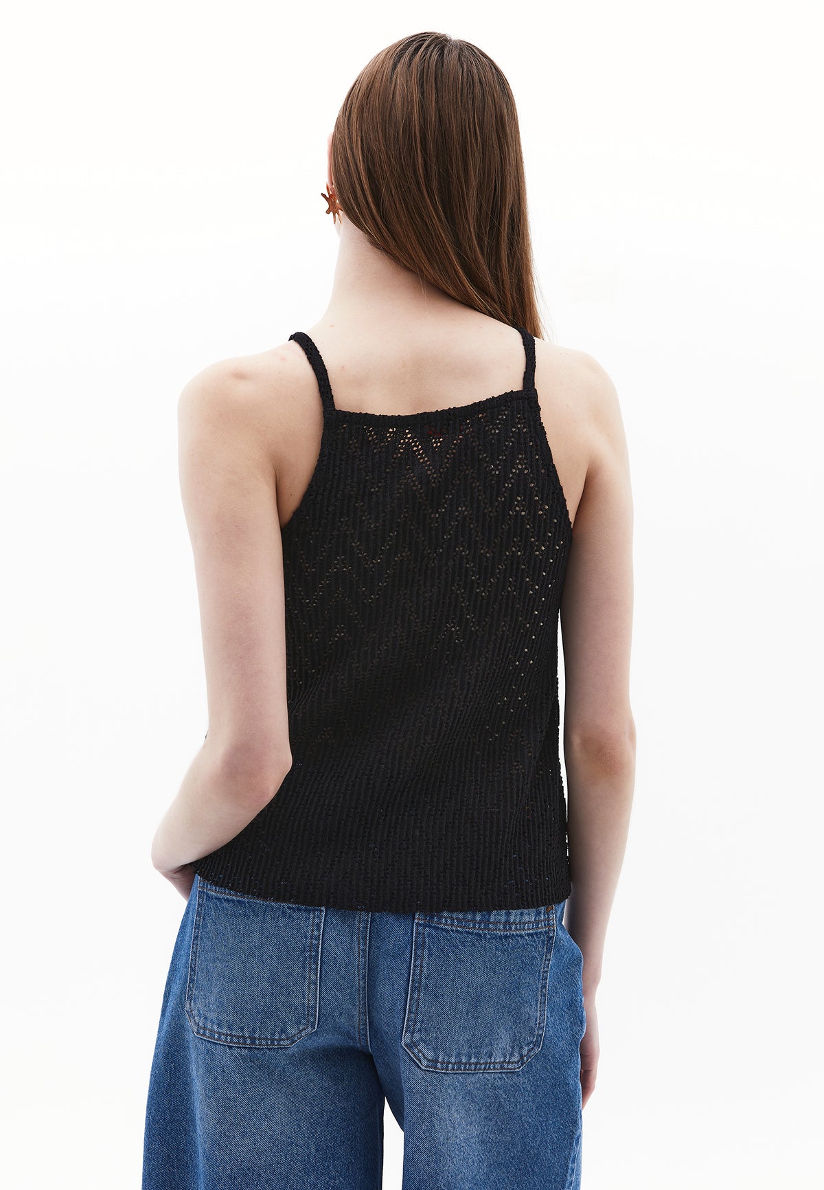 Halter Neck Cotton Tank Top - Black