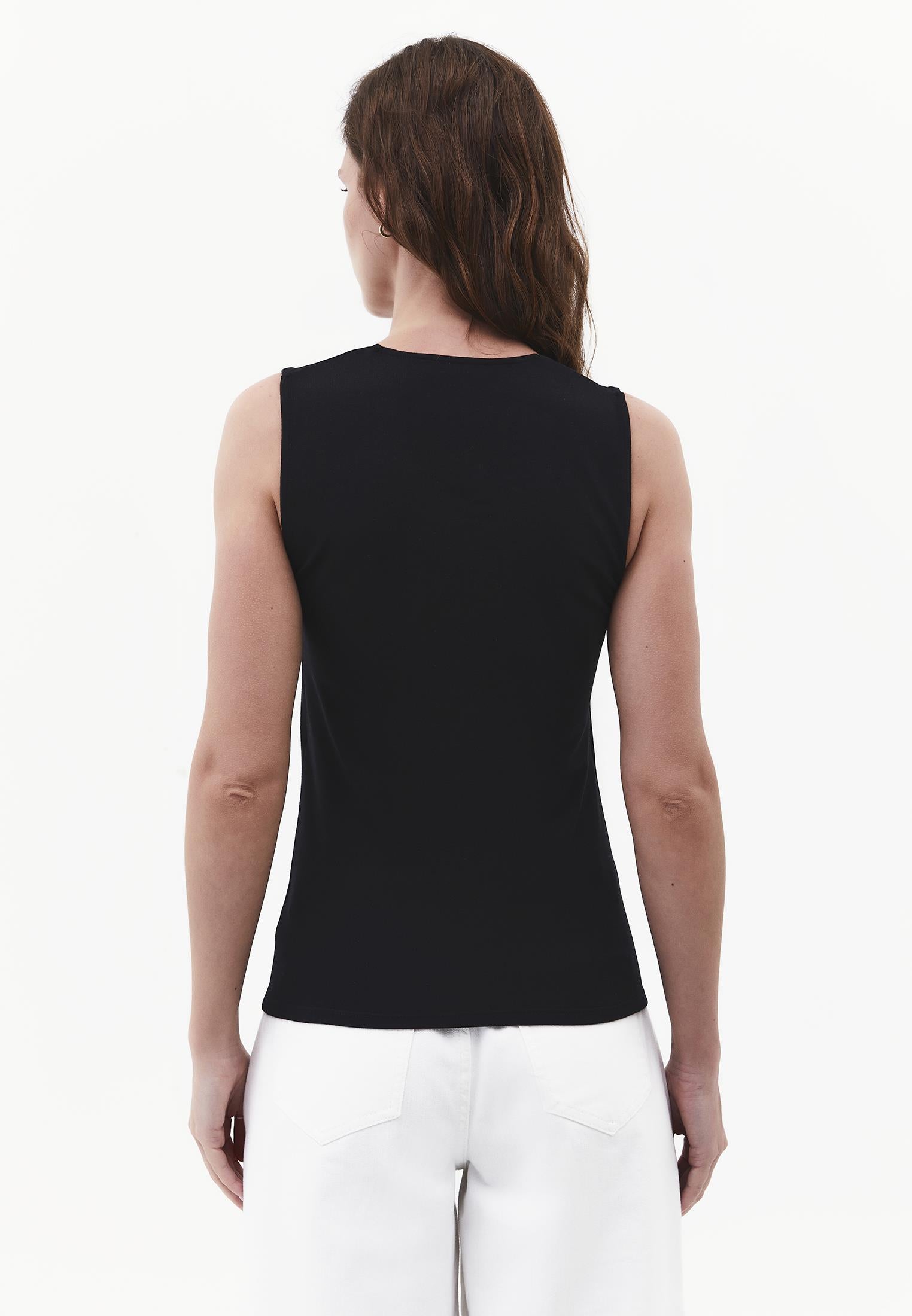 Square Neck Bodycon Standard Tank Top - BLACK