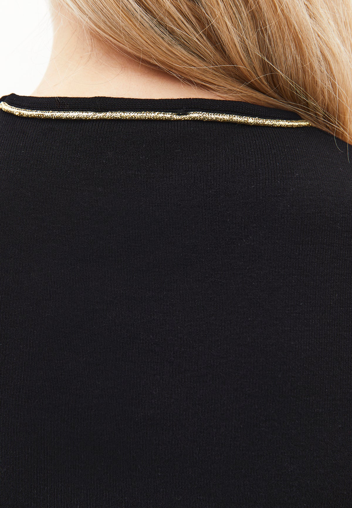 Glittery Crew Neck Sleeveless Tank Top - Black