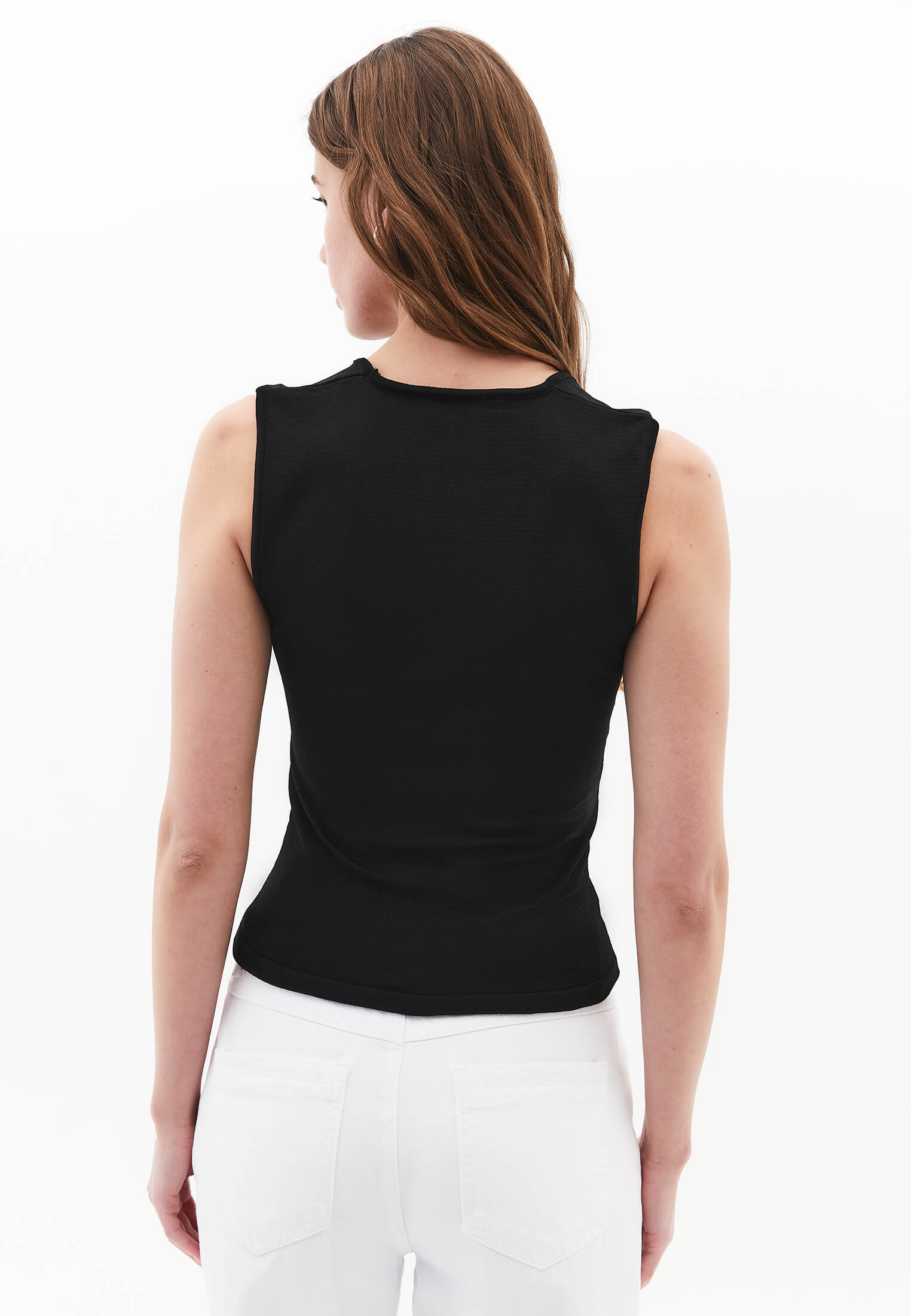 V Neck Sleeveless Bodycon Tank Top - BLACK