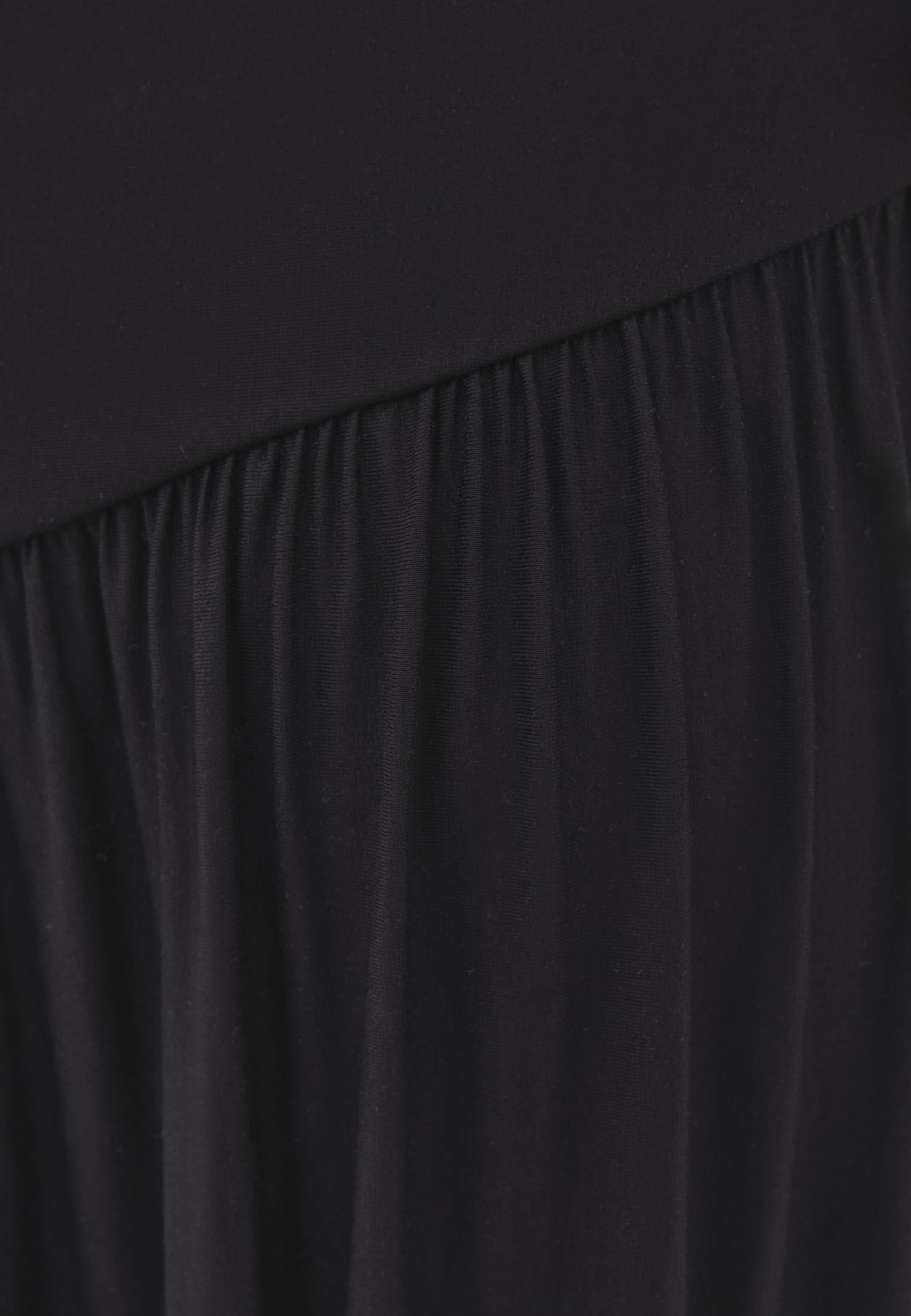 Flared Long Skirt - BLACK