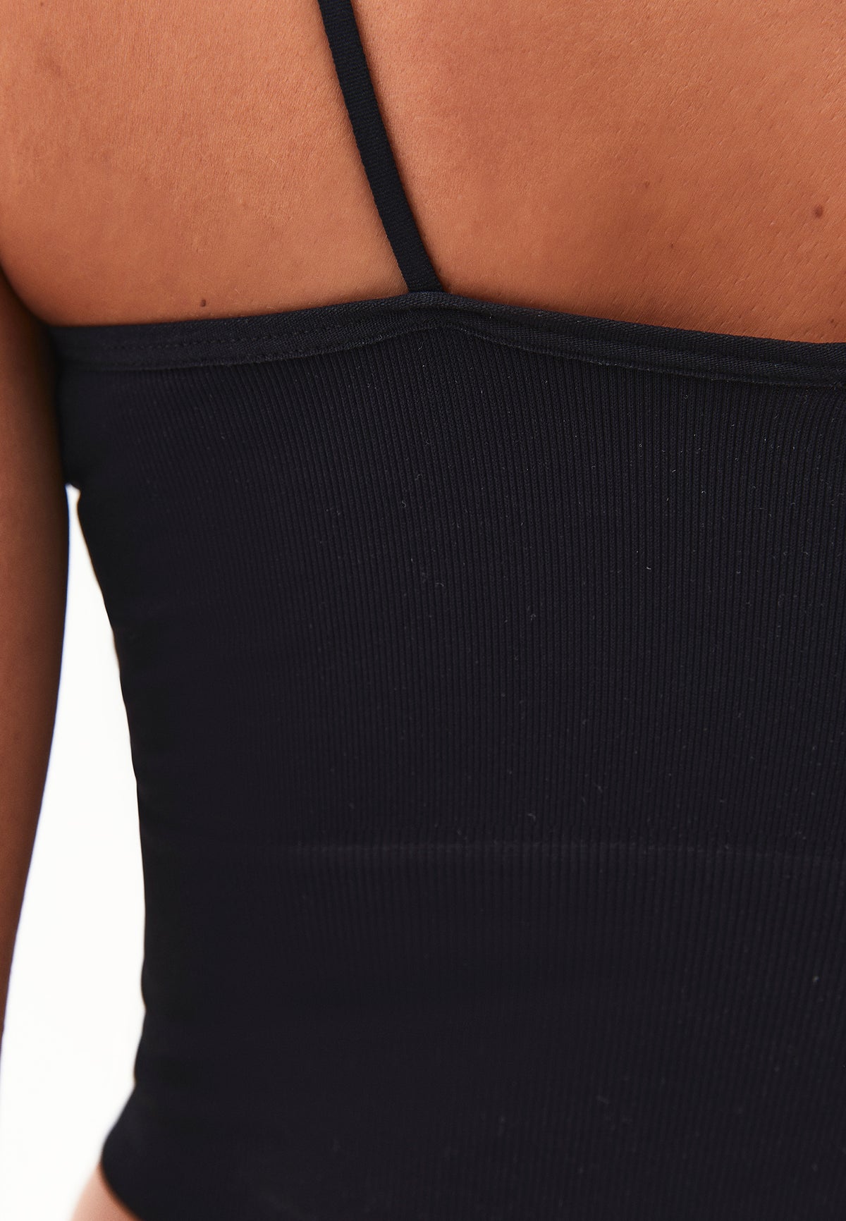 V-Neck Cropped Top - BLACK