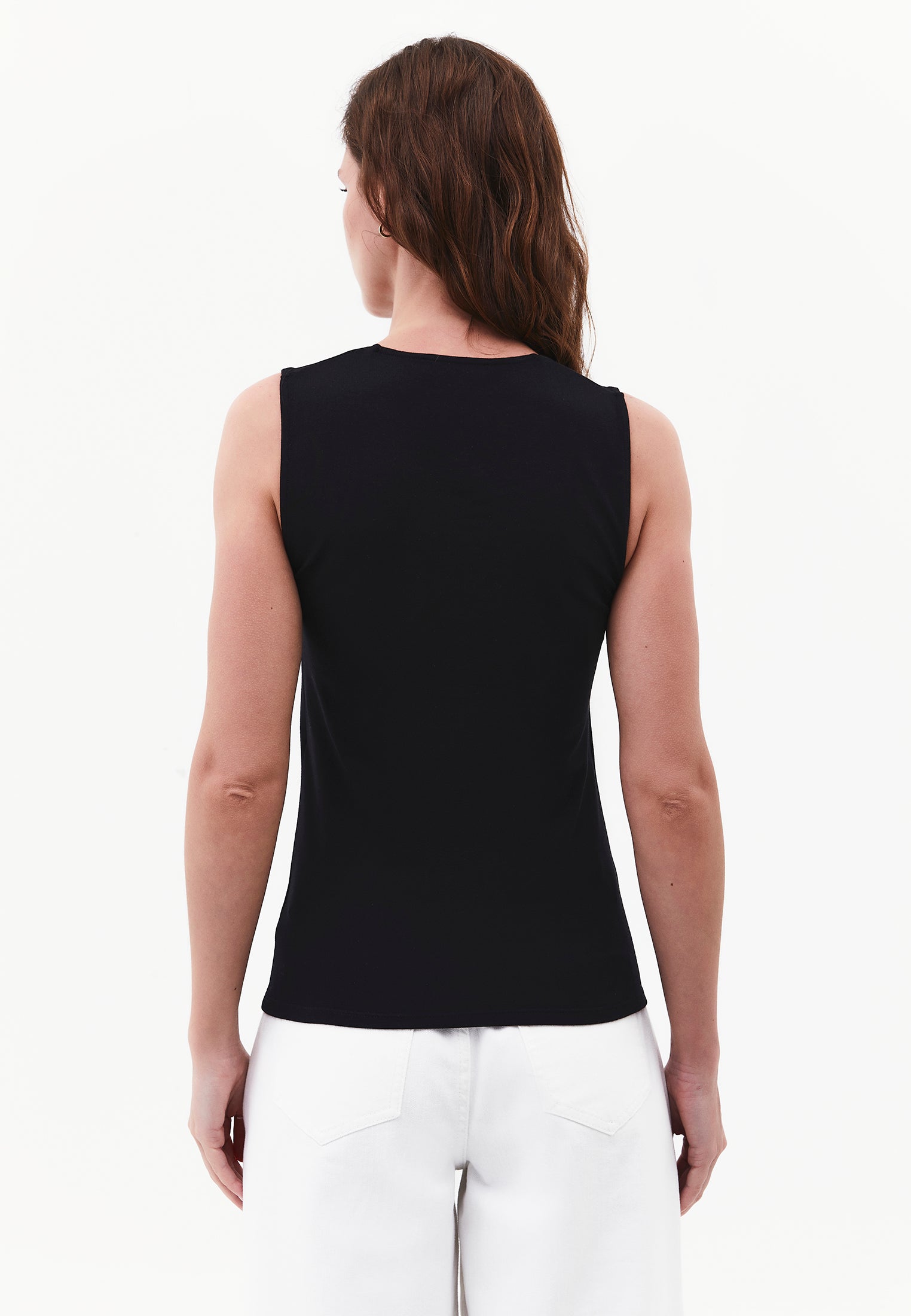 Square Neck Bodycon Standard Tank Top - BLACK