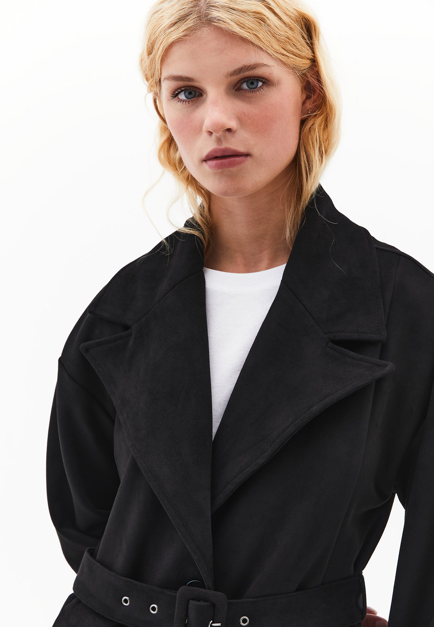 SUEDE TRENCHCOAT - BLACK