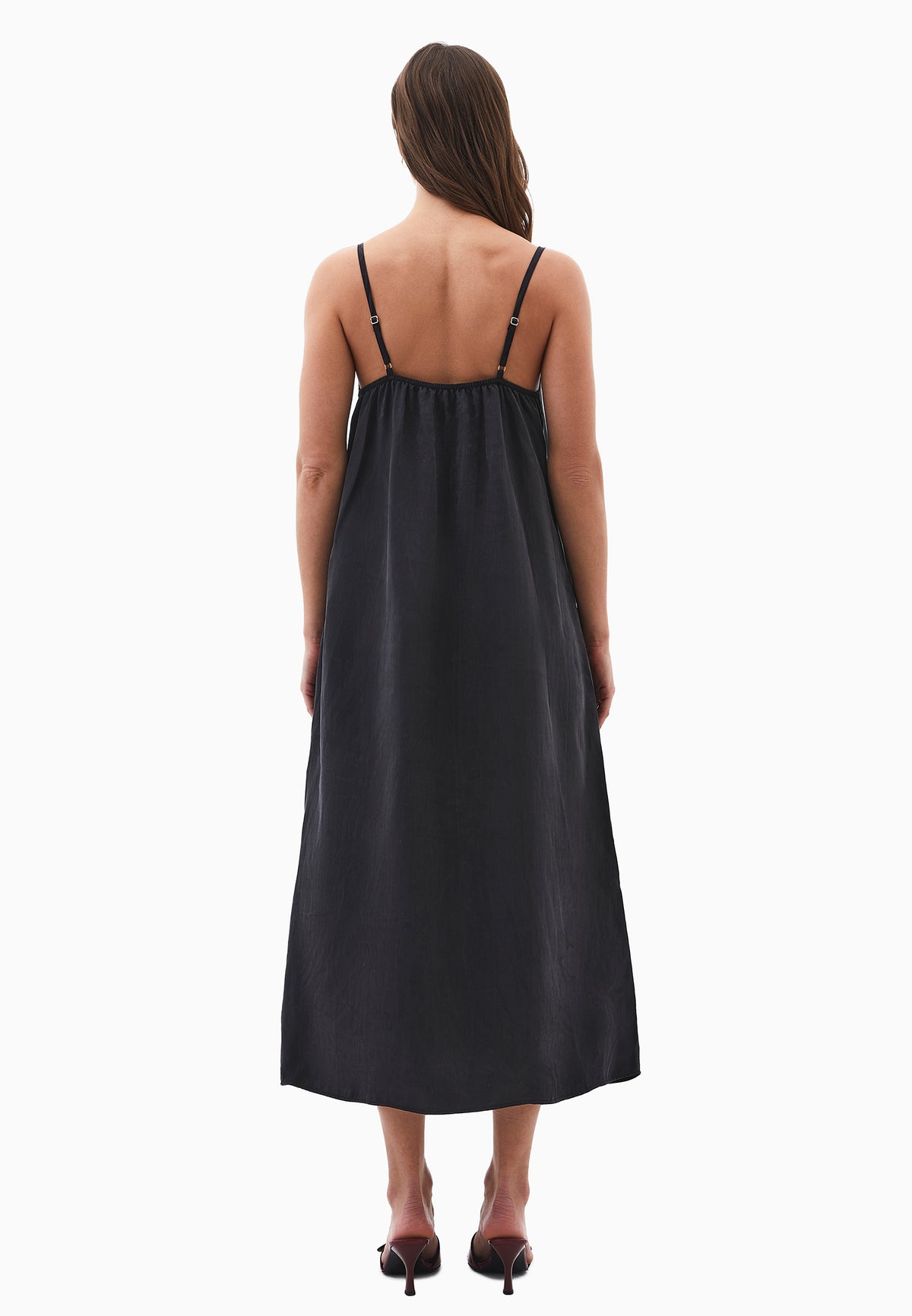 V Neck Strappy Dress - Black