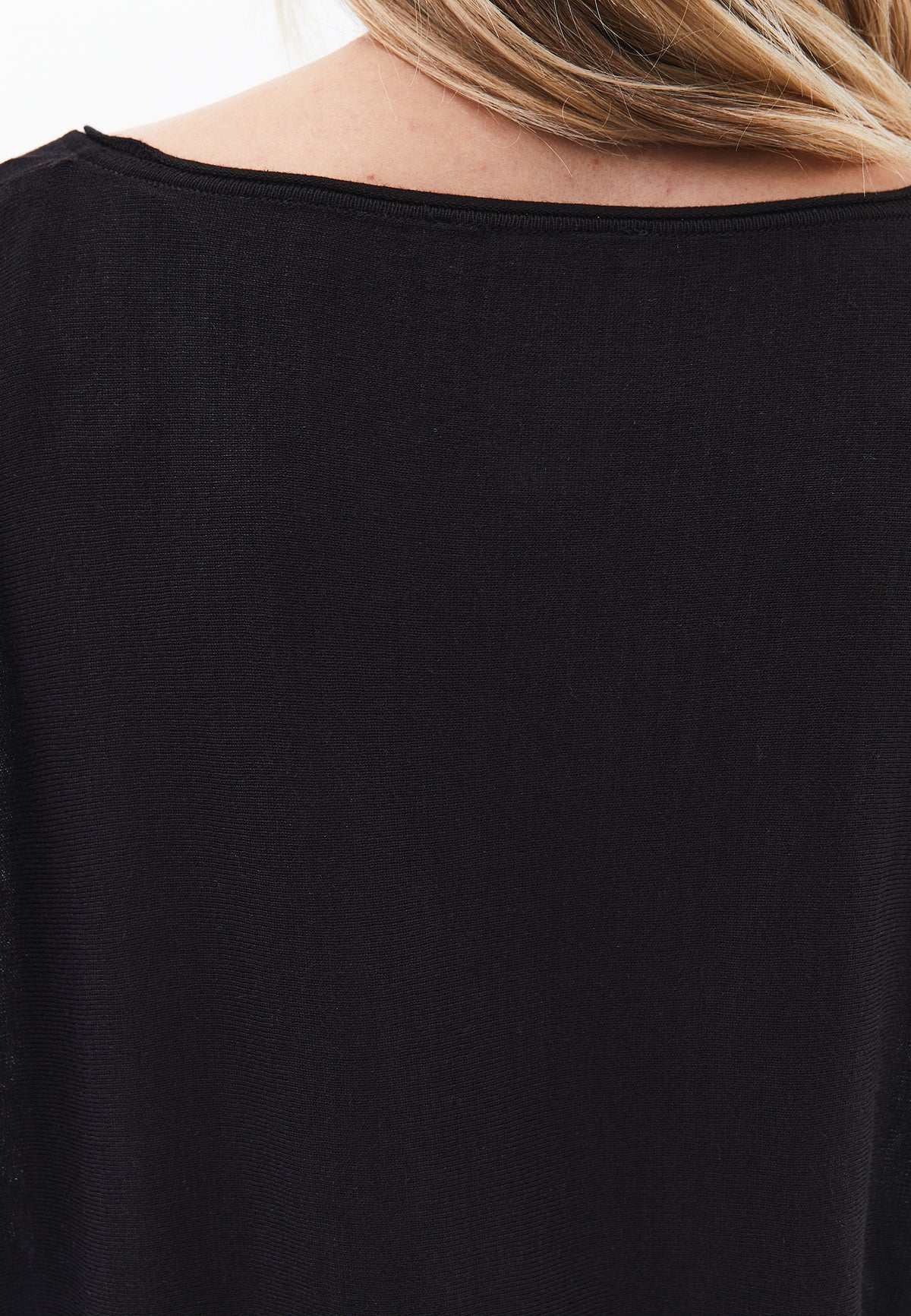 V Neck Long Sleeve Sweater - Black