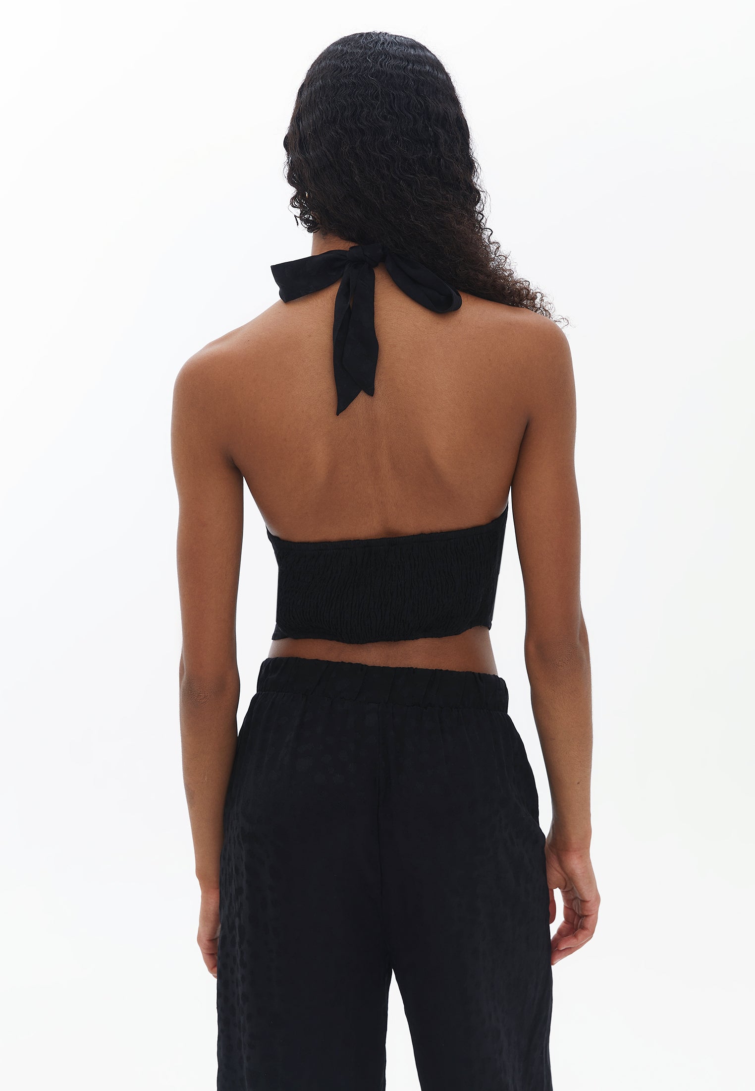 SLEEVELESS BLOUSE WITH TIES - BLACK