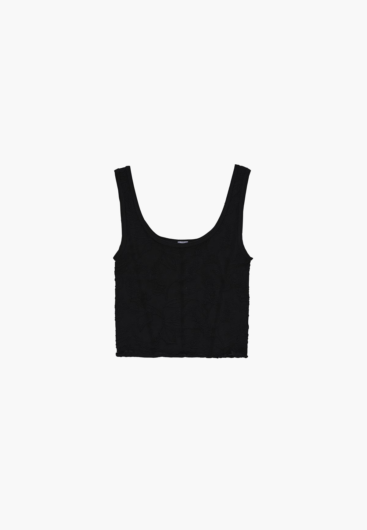 U Neck Sleeveless Cropped Bodycon Tank Top - Black