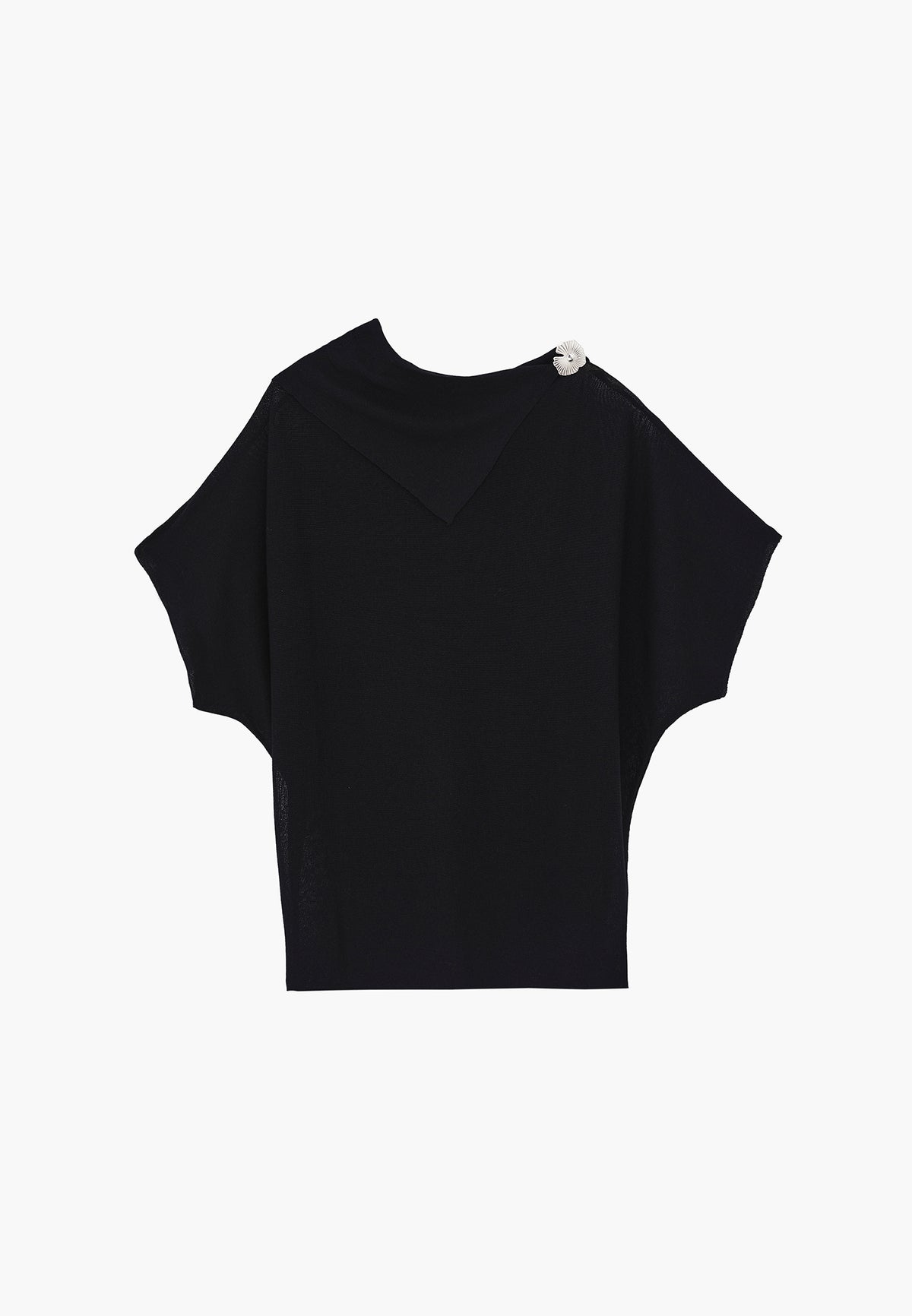 High Neck Sleeveless Oversize Tunic Blouse - Black