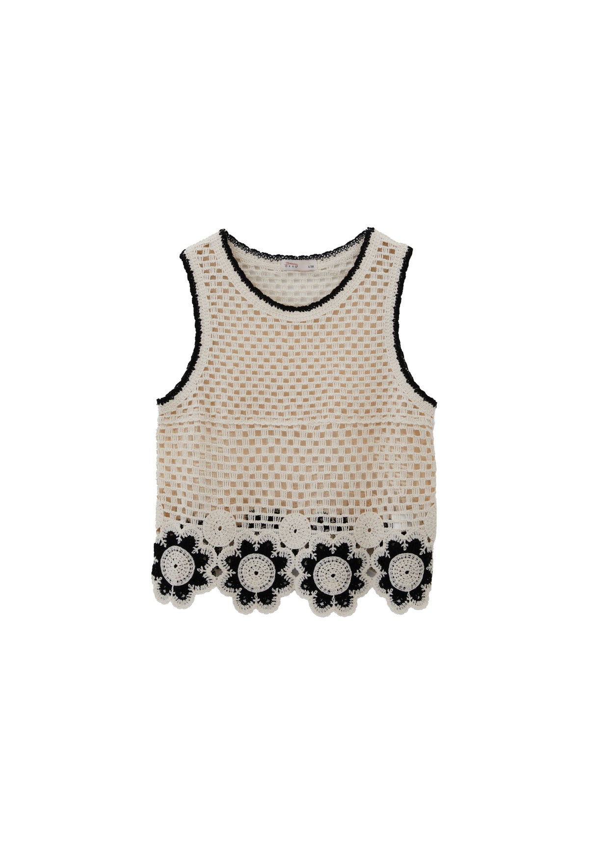 Cotton Blend Tank Top - ICE MILK/BLACK