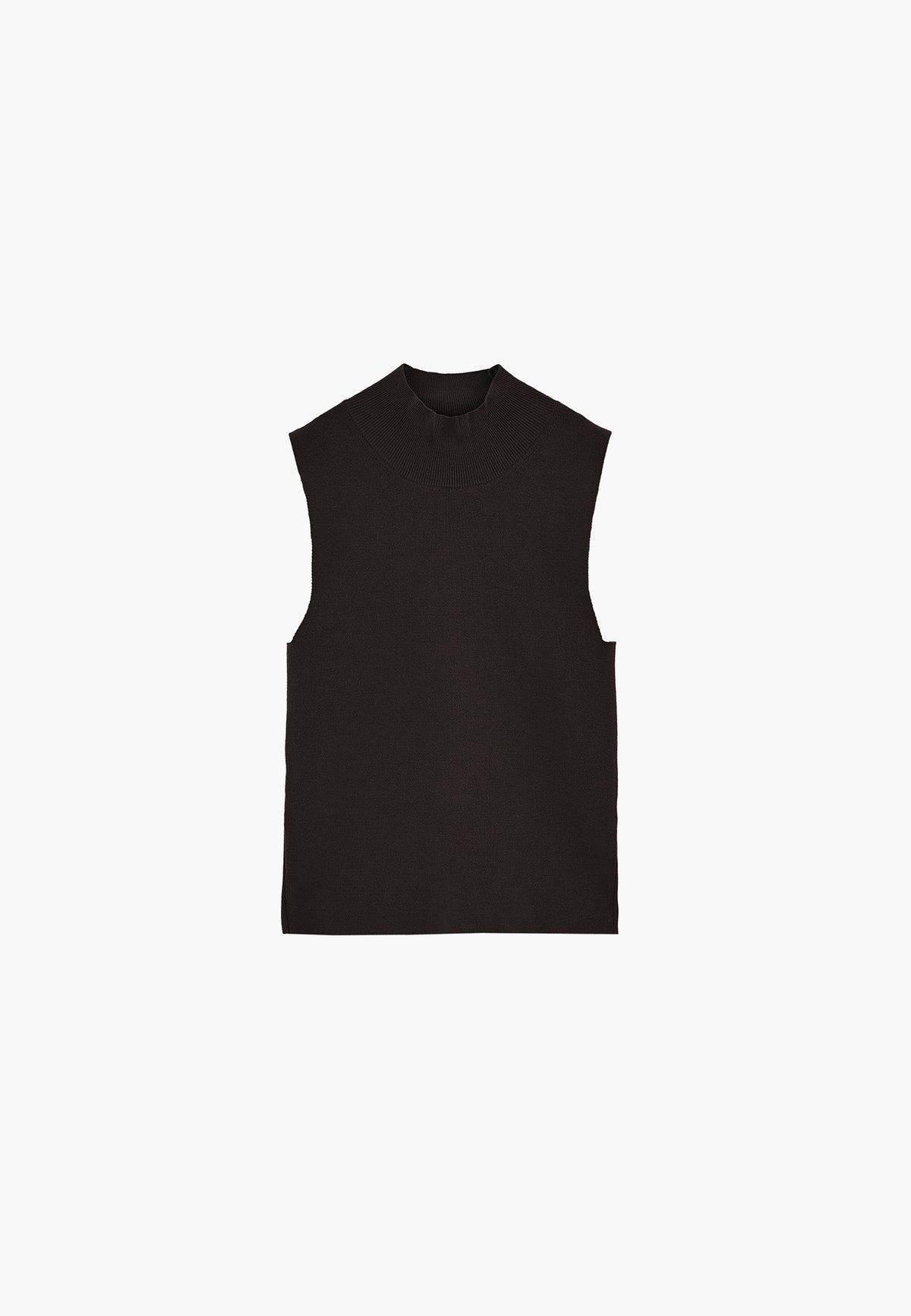 High Neck Slim Tank Top - BLACK