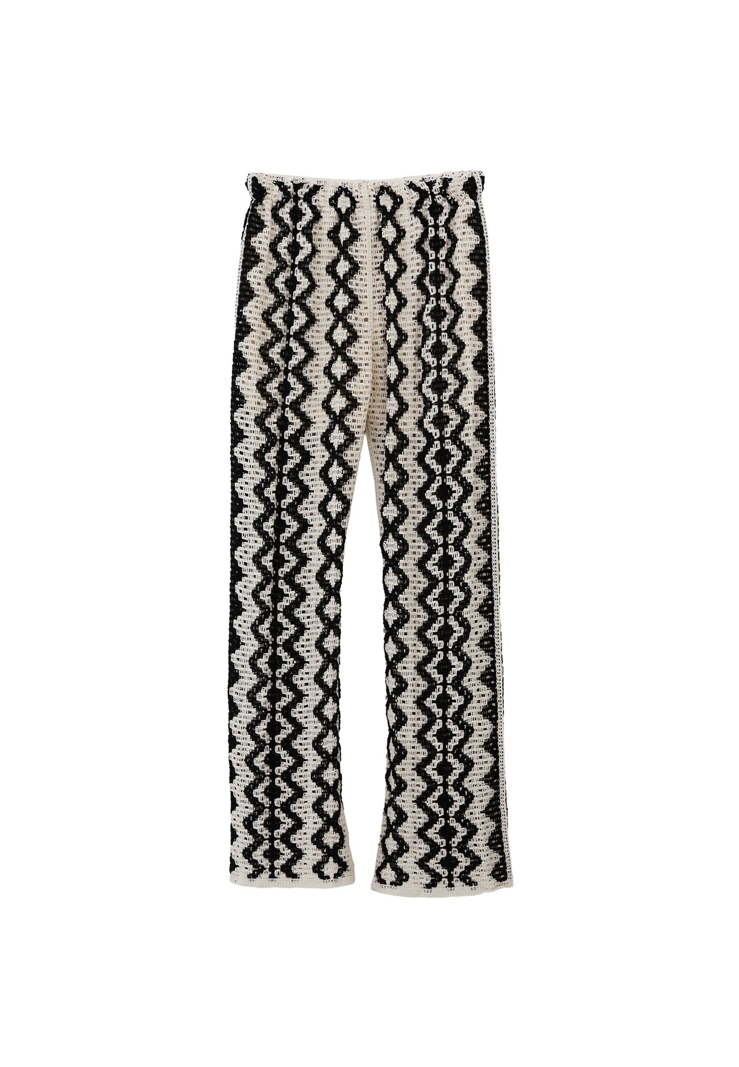 High Waist Pants - ICE MILK/BLACK