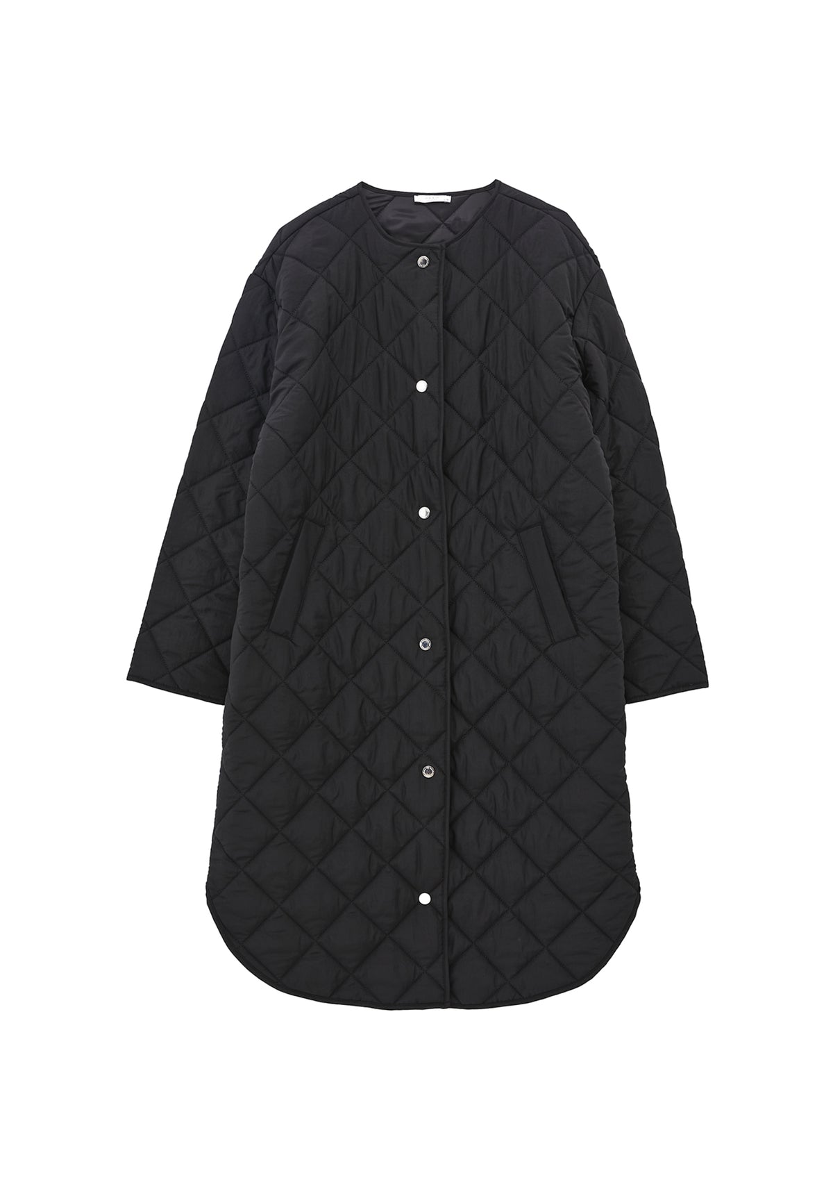 Long Coat With Crew Neck - Black