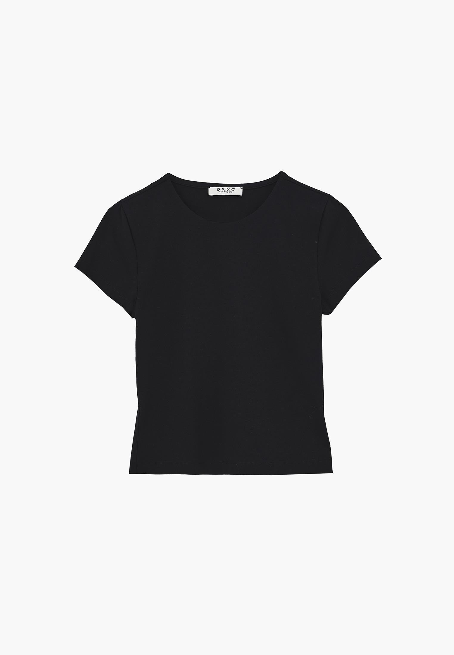 Bodycon T-Shirt Crew Neck - BLACK
