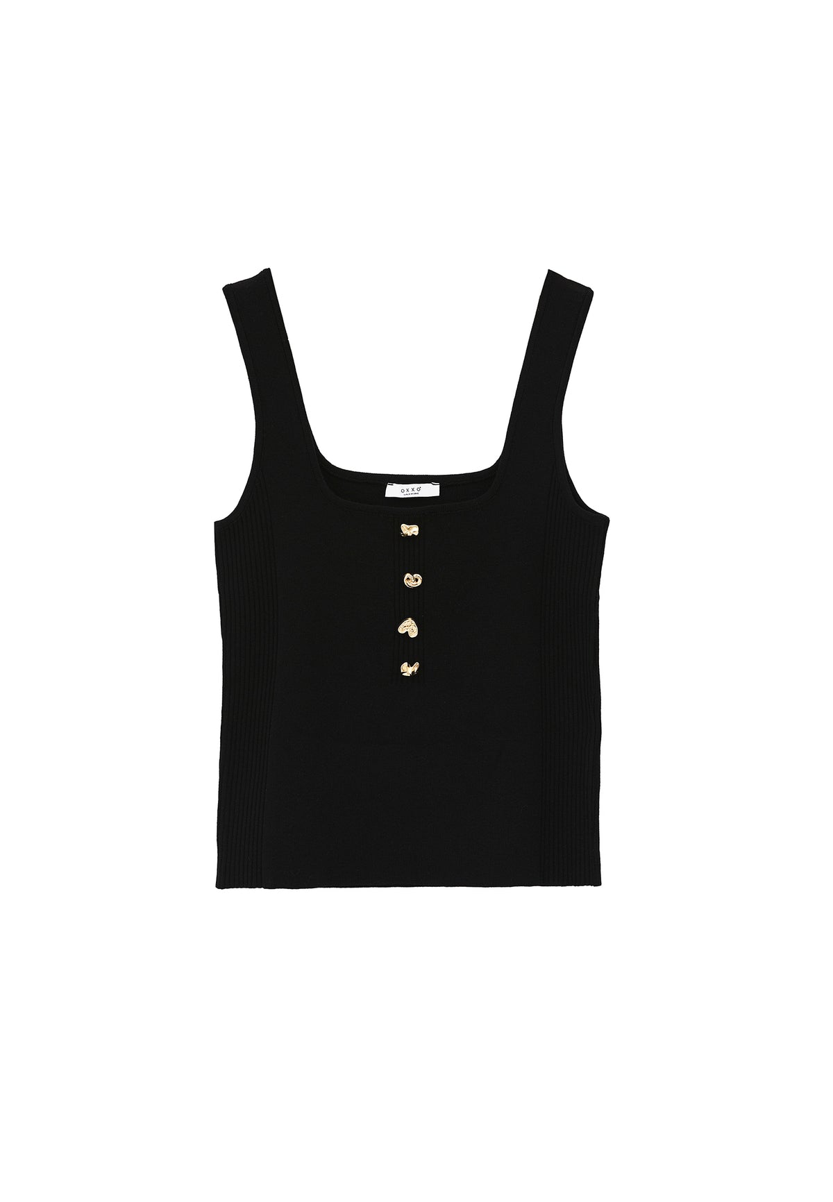 U Neck Sleeveless Tank Top - Black