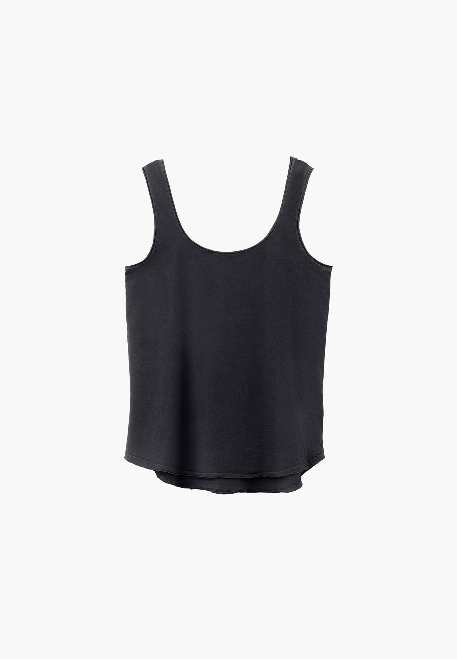 U Neck Loose Fit Tank - BLACK