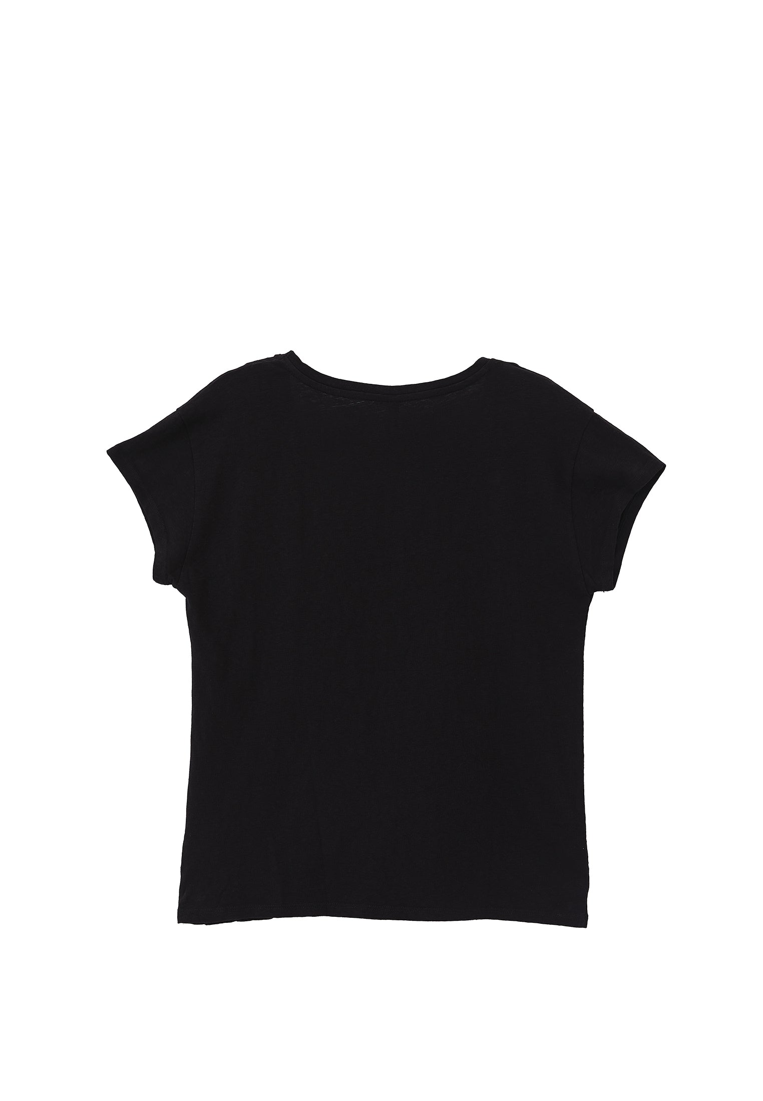 V neck linen t-shirt - BLACK
