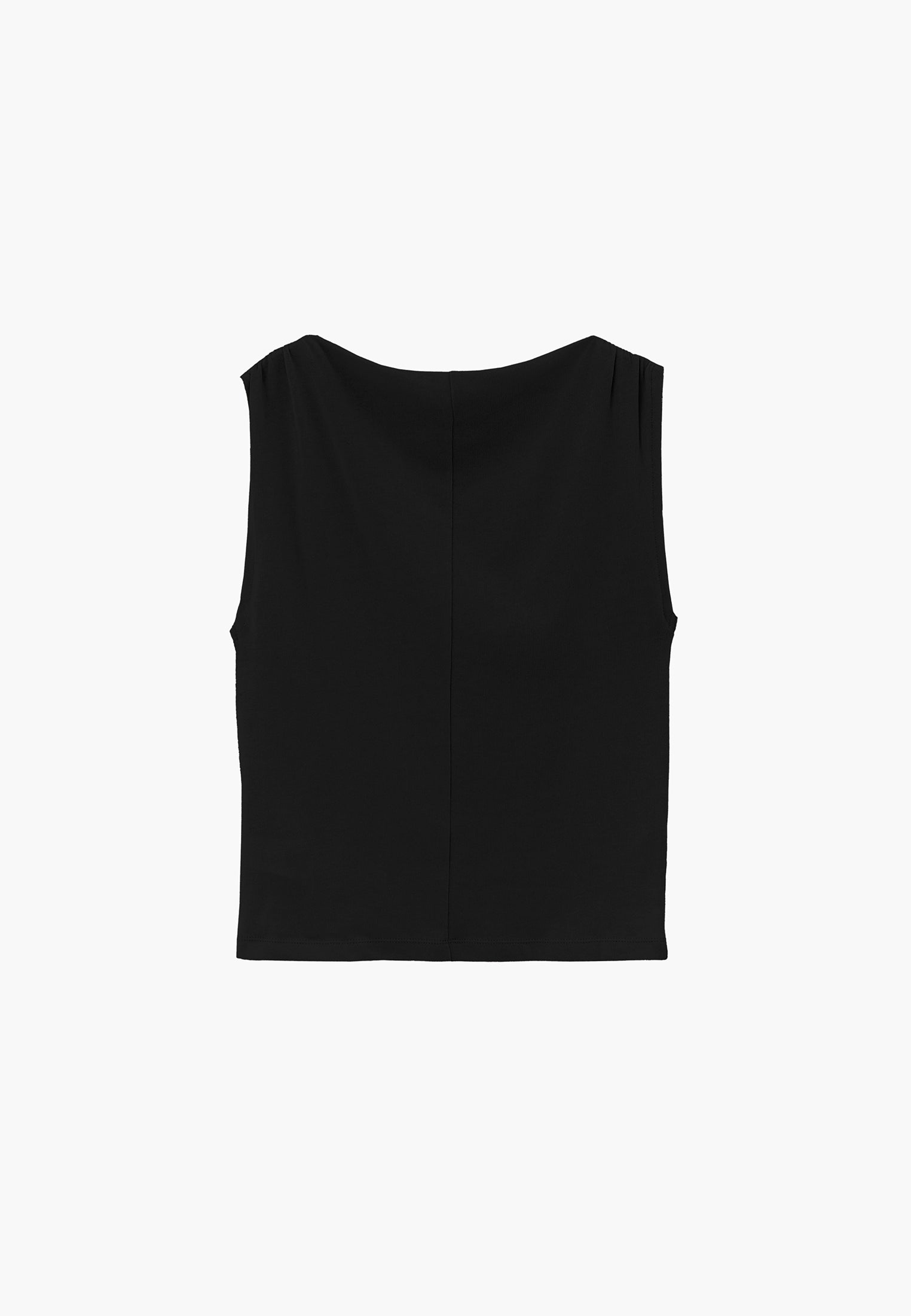 Gathered Boat Neck Tank Top - BLACK