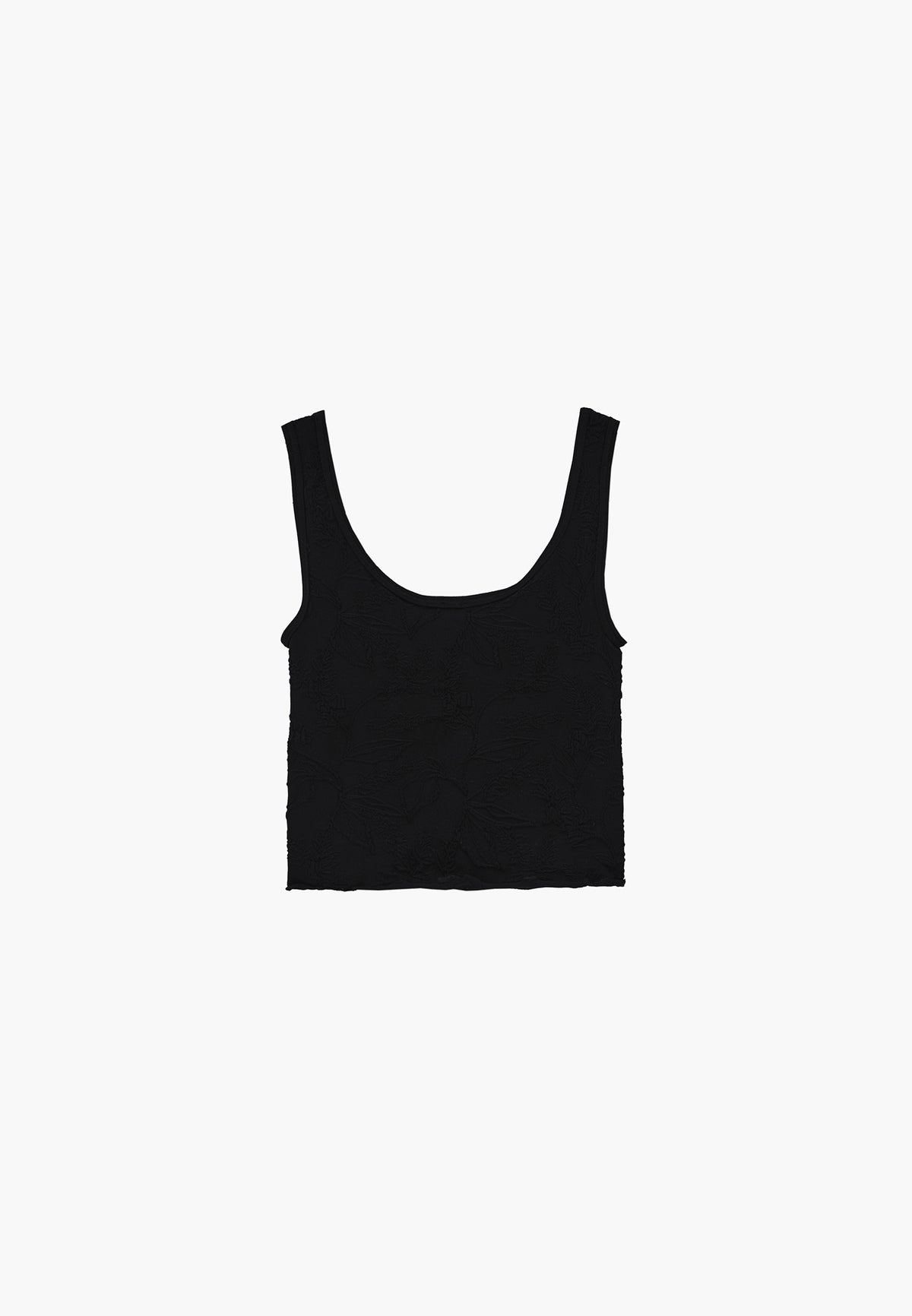 U Neck Sleeveless Cropped Bodycon Tank Top - Black