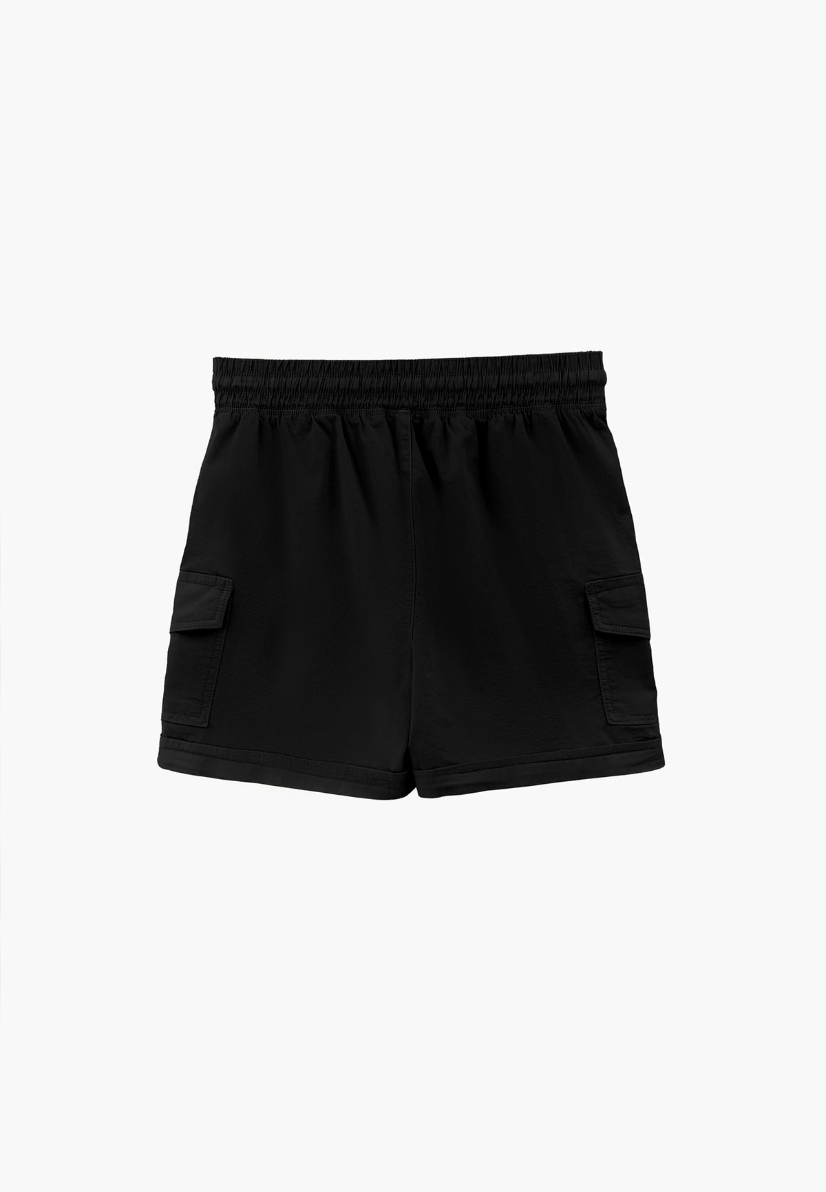 Ultra High Waist Elastic Waistband Tie Shorts - Black