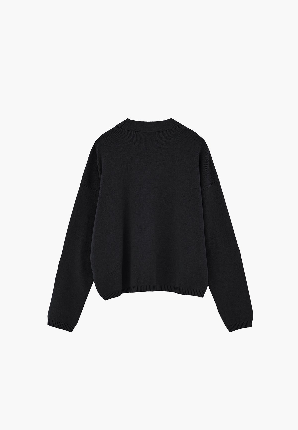 V-Neck Long Sleeve Cardigan - Black