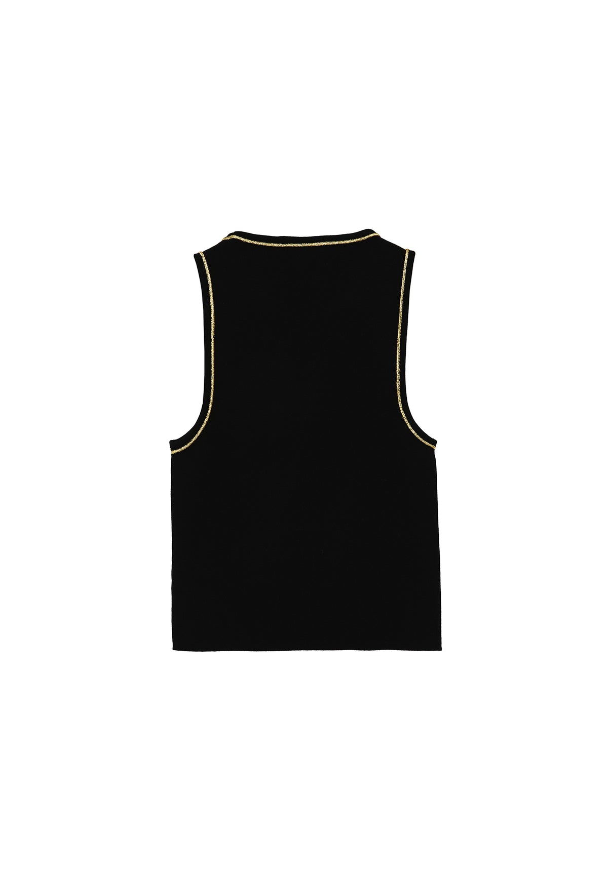 Glittery Crew Neck Sleeveless Tank Top - Black
