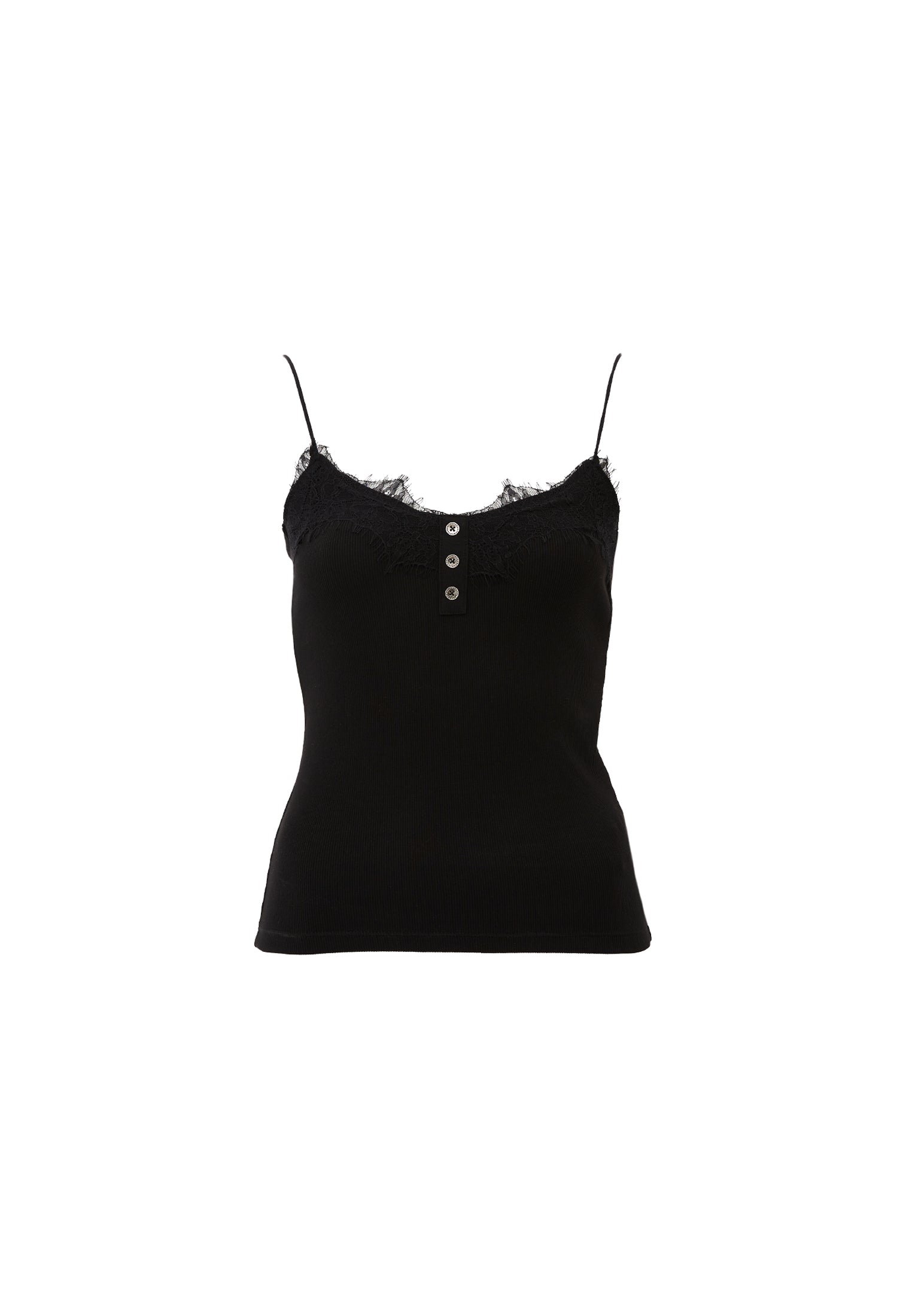 V Neck Strap Tank Top - BLACK