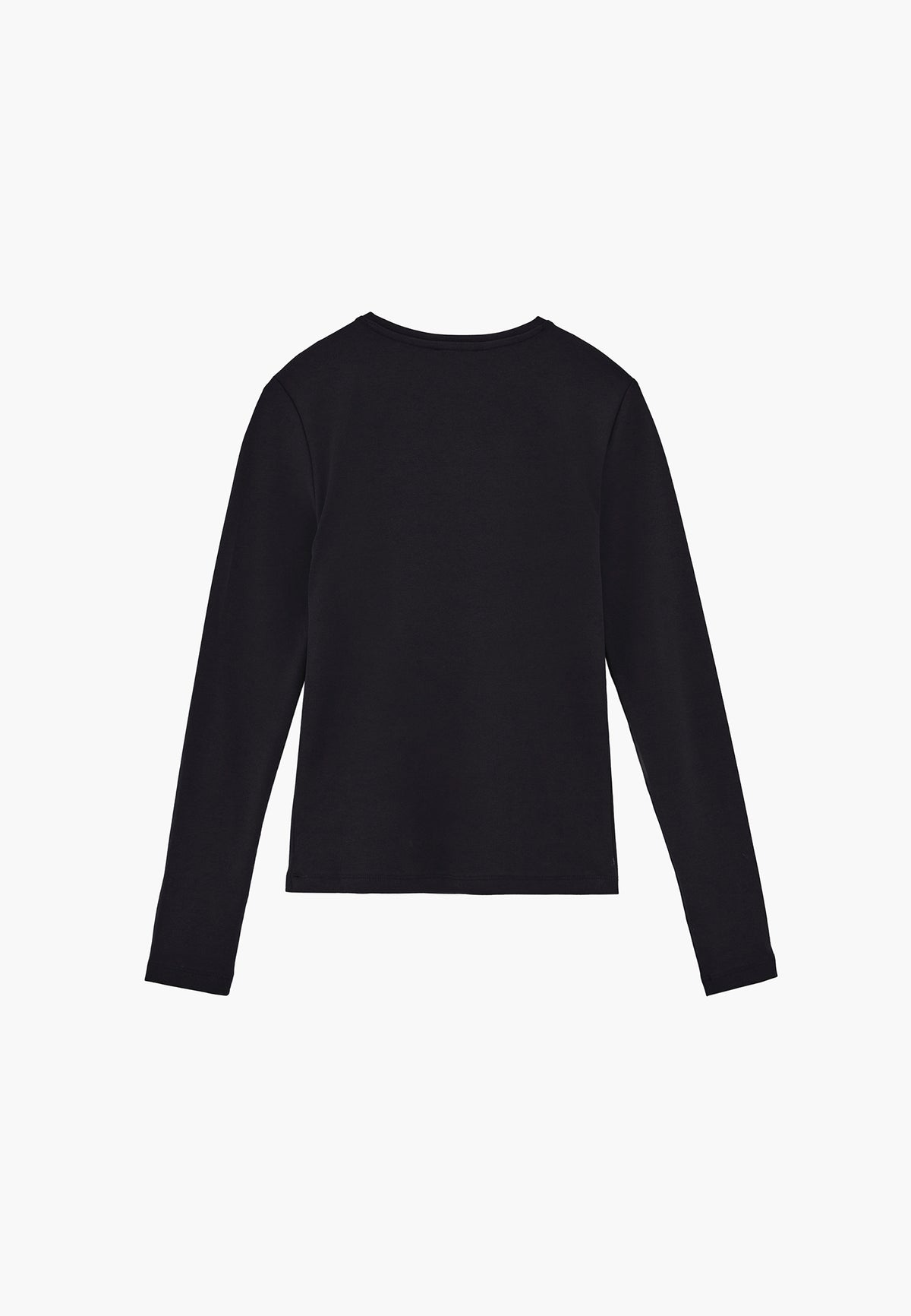Crew Neck Long Sleeve T-Shirt - Black