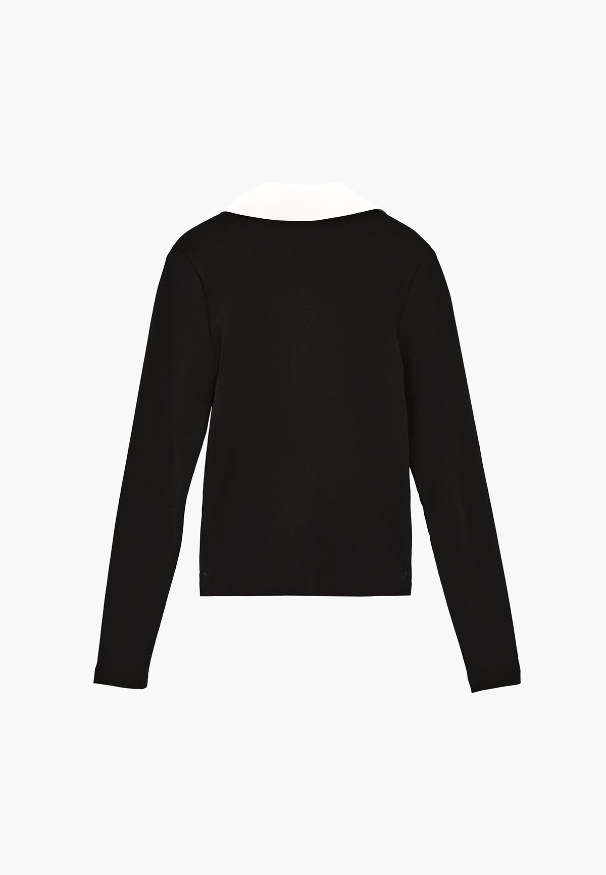 Polo Neck Long Sleeve Bodycon T-Shirt - Black
