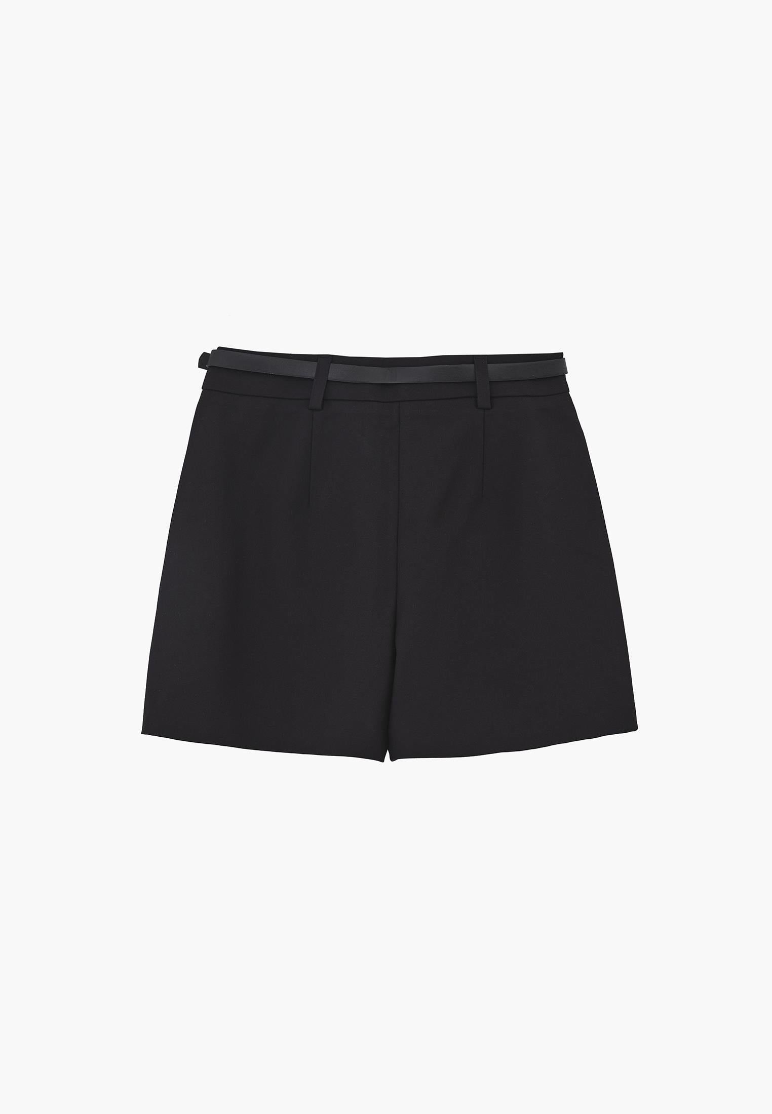 High Waist Shorts With Pockets - BLACK