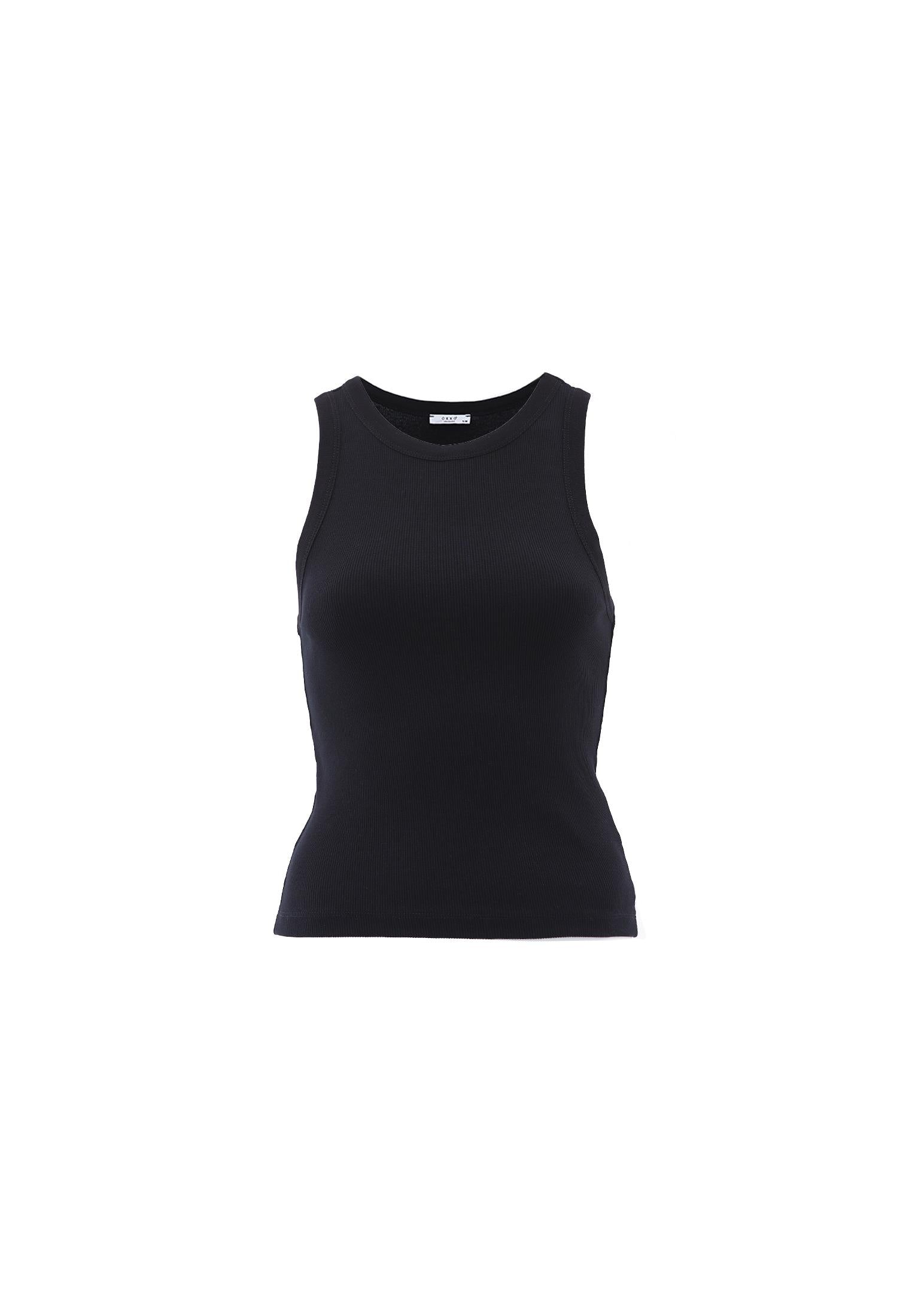 Sleeveless V Neck Tank Top - BLACK