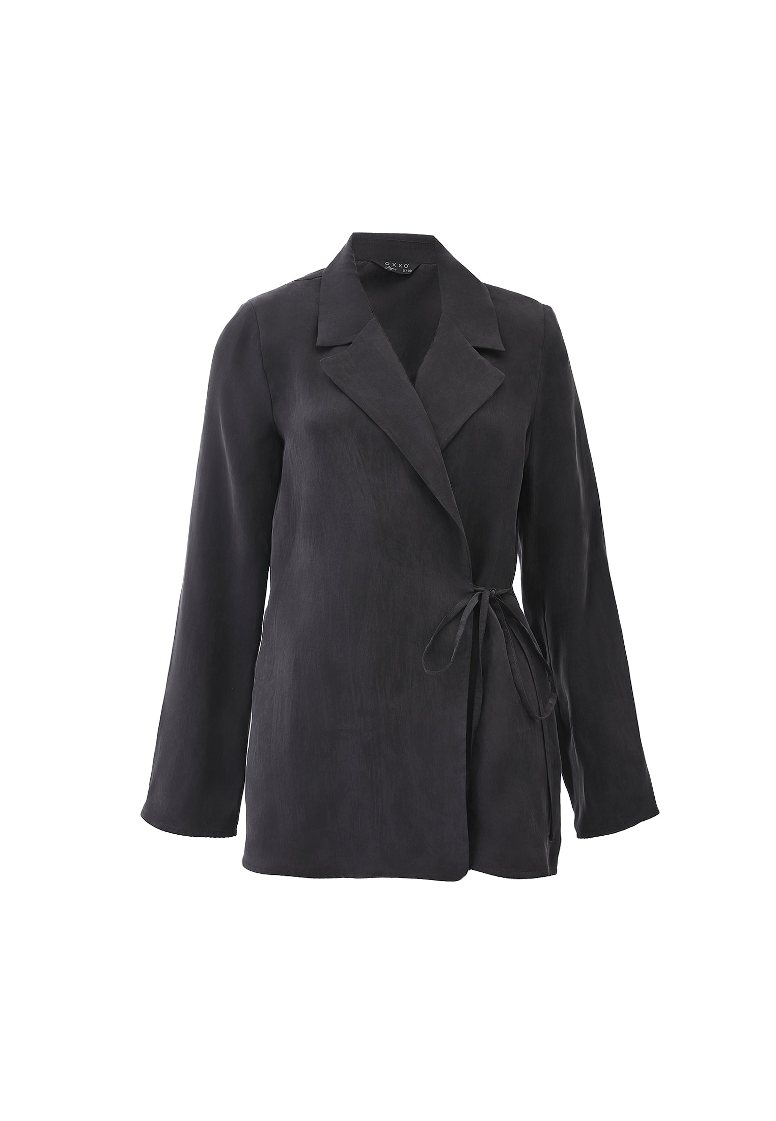Double-breasted lyocell blazer - BLACK